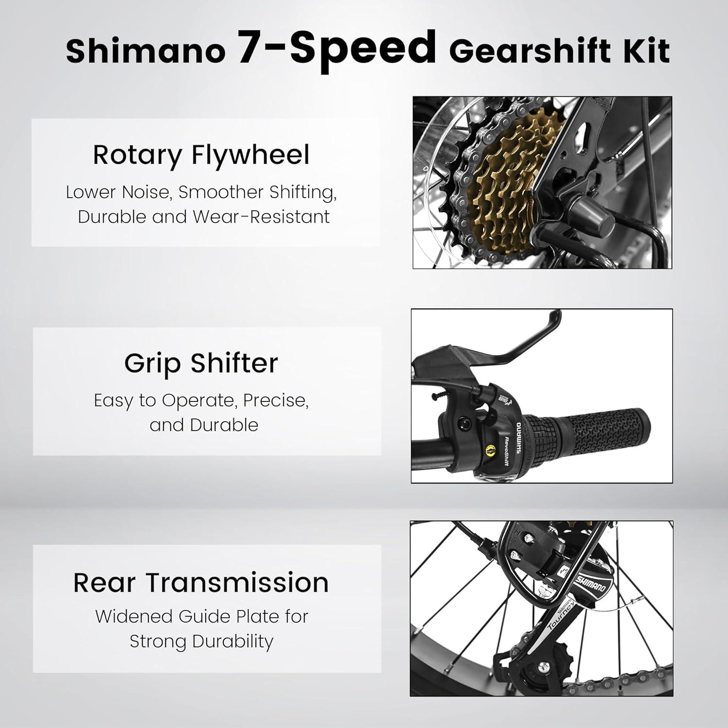 Mountain Bike 20 inch Wheels Fat Tire Bike,4" Wide Fat Tire Snow Mountain Bike ,7 Speed Teenager Children Kids' Bicycles