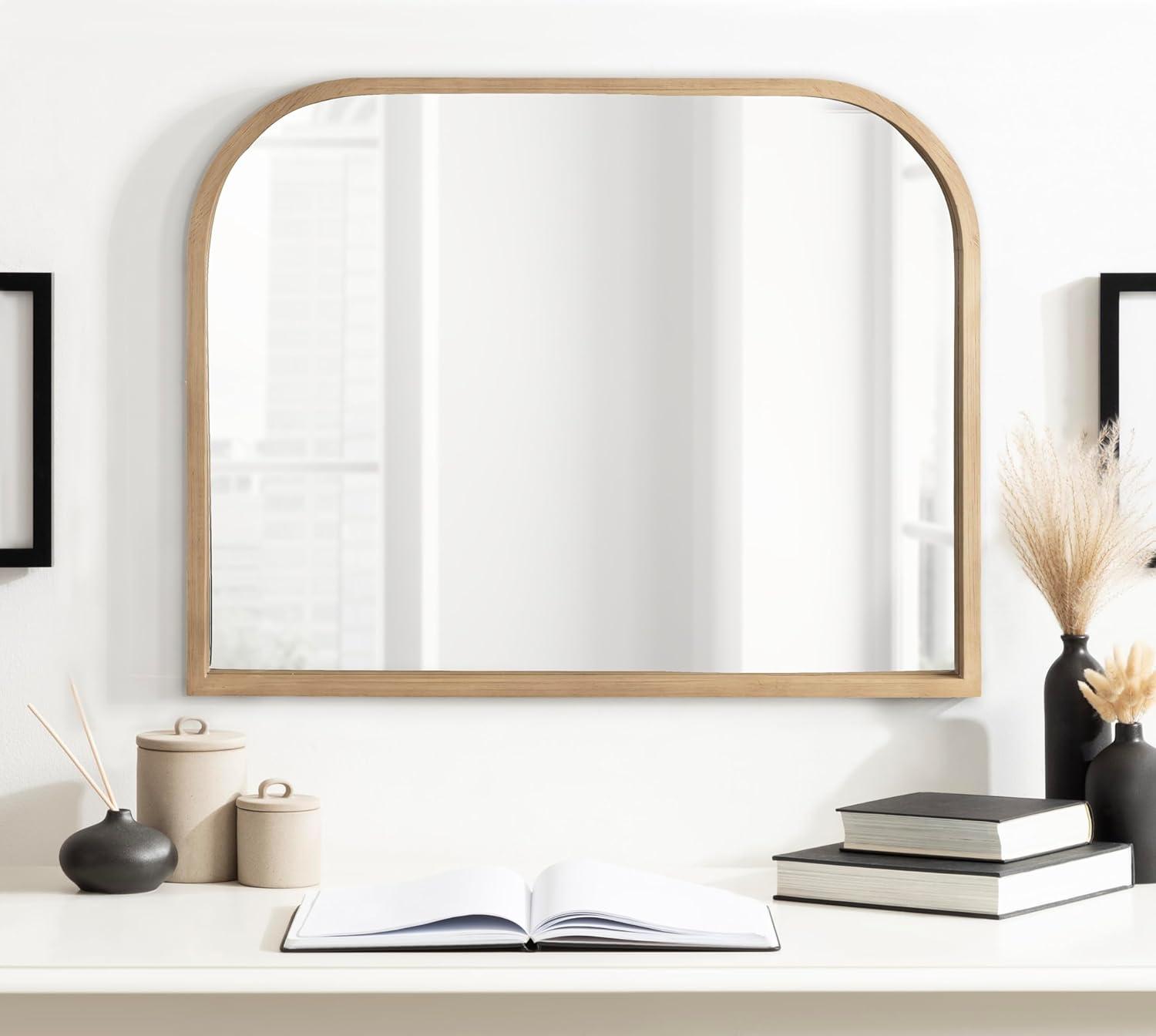 Kate & Laurel All Things Decor 36"x28" Occonor Modern Wooden Arched Mirror Natural: Transitional Style, No Assembly, Wall Mount