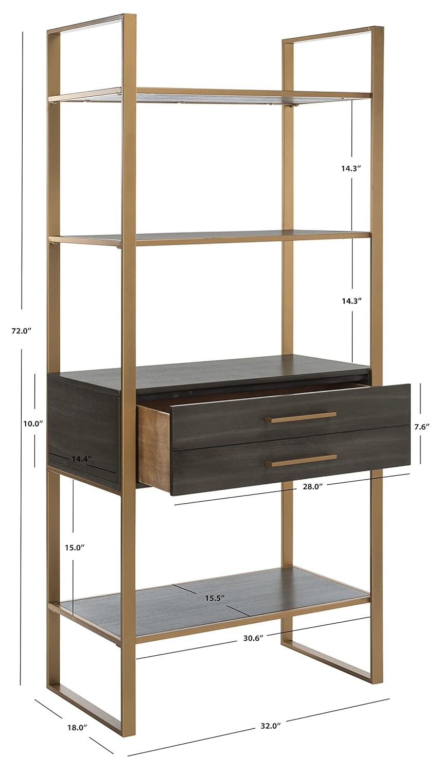 Skylar 4 Tier 1 Drawer Etagere - Gold / Grey - Safavieh