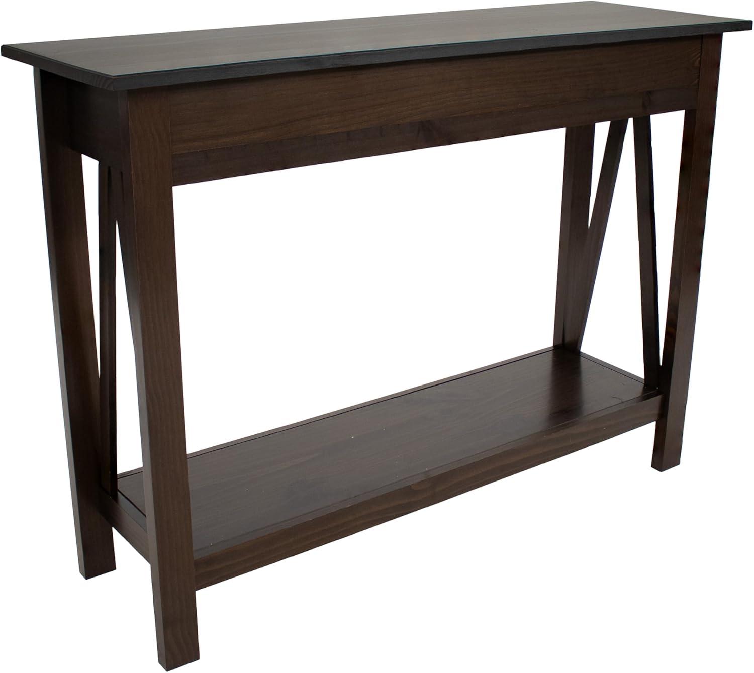 Sunnydaze Indoor Console Table with 2 Drawers and Shelf - Solid Pine Construction - Dark Brown - 42"