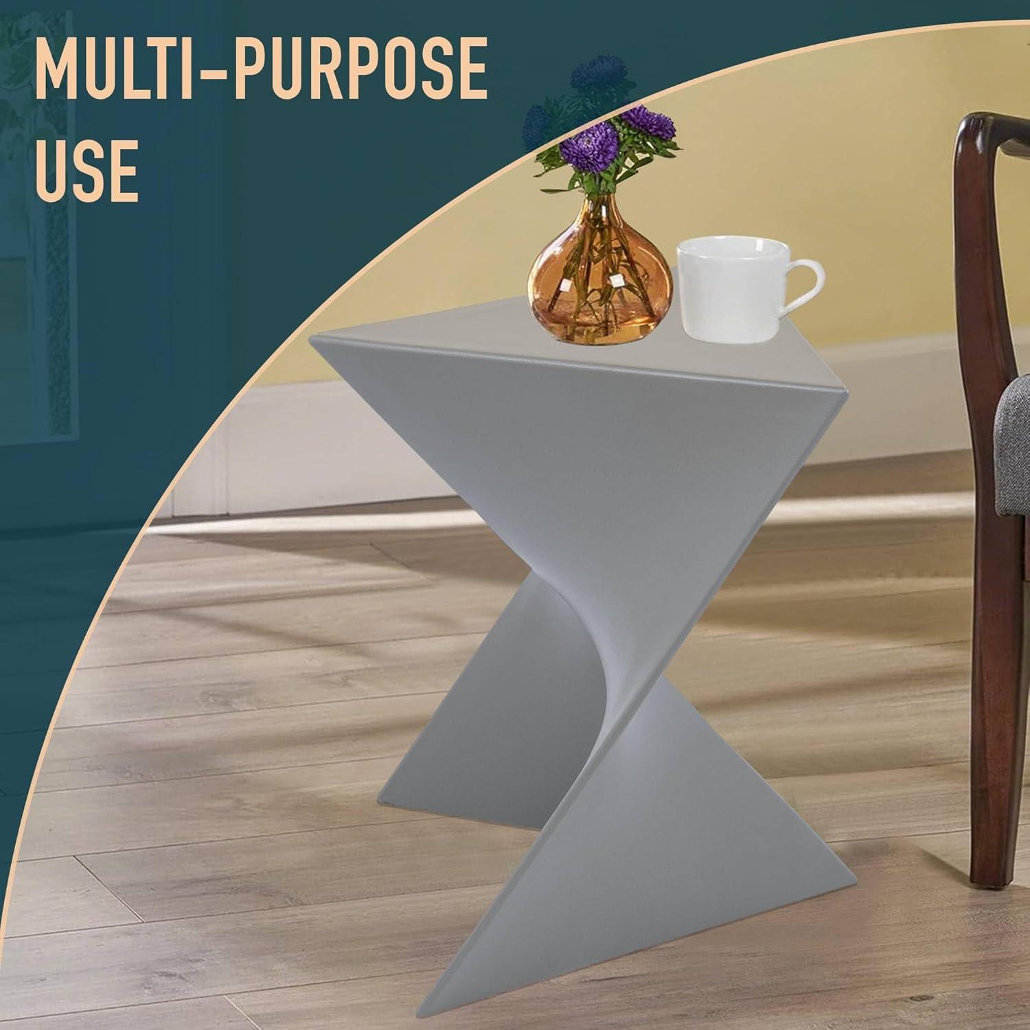 Randolph Modern Gray Triangular Plastic Side Table