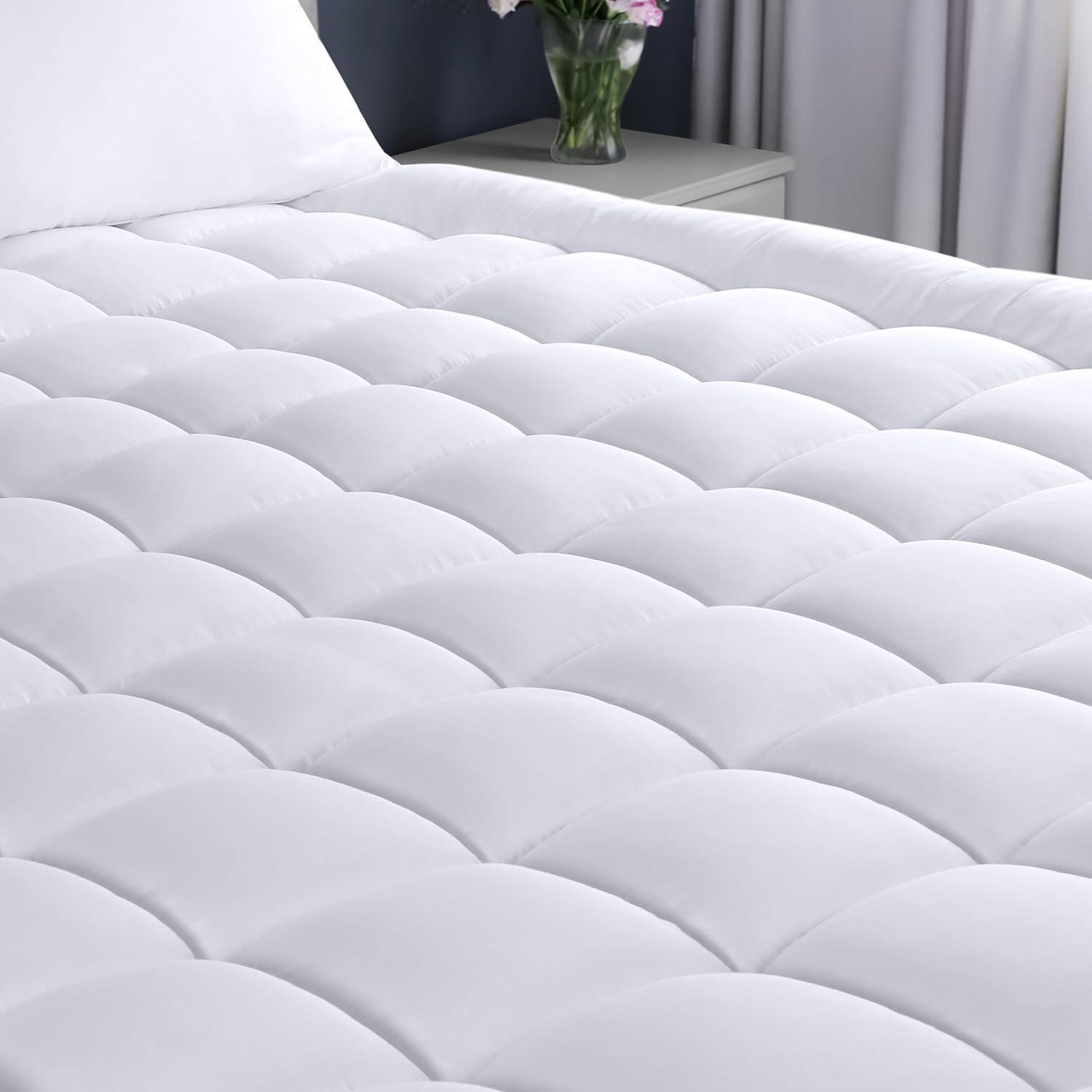 Utopia Bedding Full Mattress Pad, Quilted Fitted Premium Mattress Protector, Deep Pocket Cover Stretches up to 16 Inches, Fluffy Pillow Topper (54x75 Inches, White)