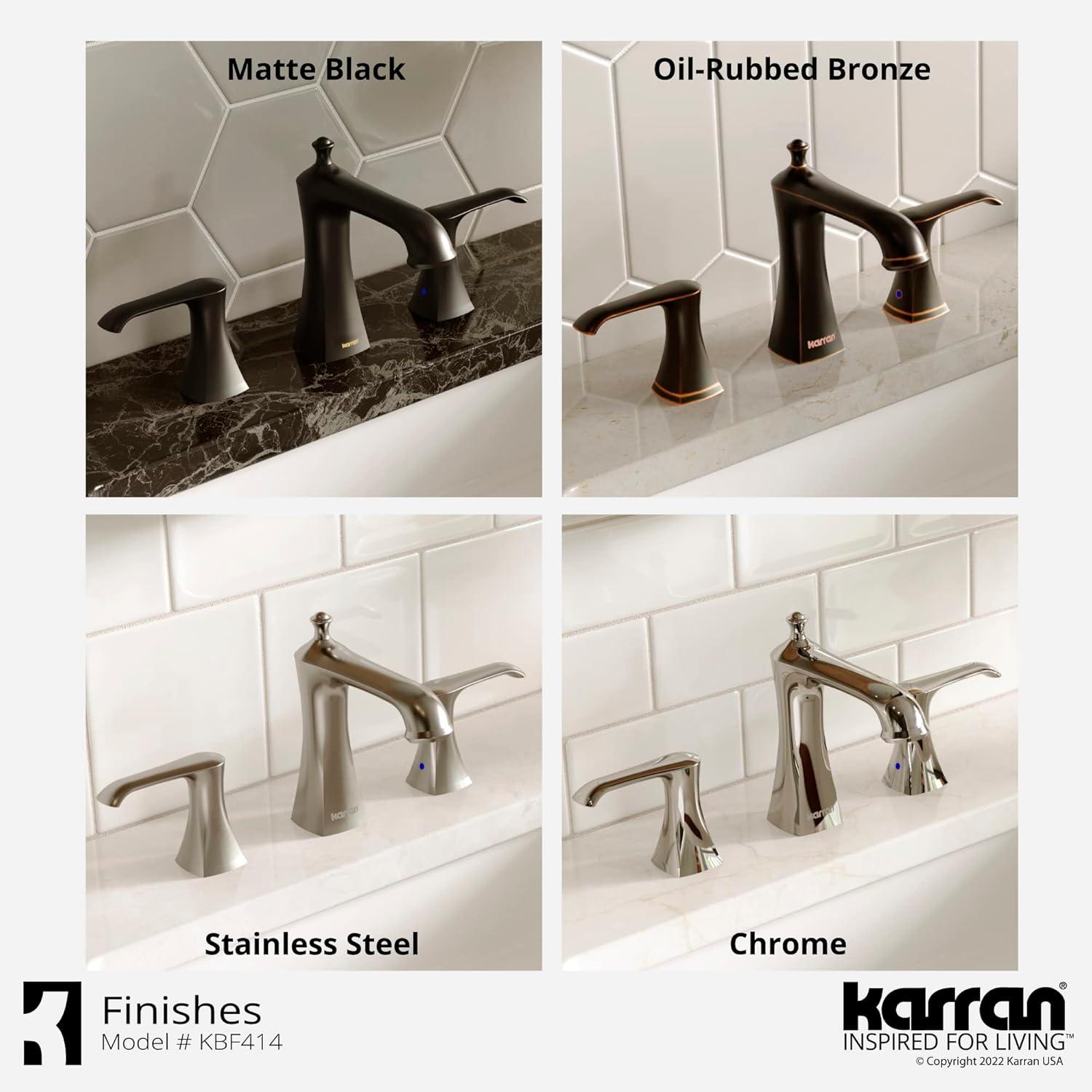 Karran Woodburn 8 In. Widespread 2-Handle Bathroom Faucet With Matching Pop-up Drain