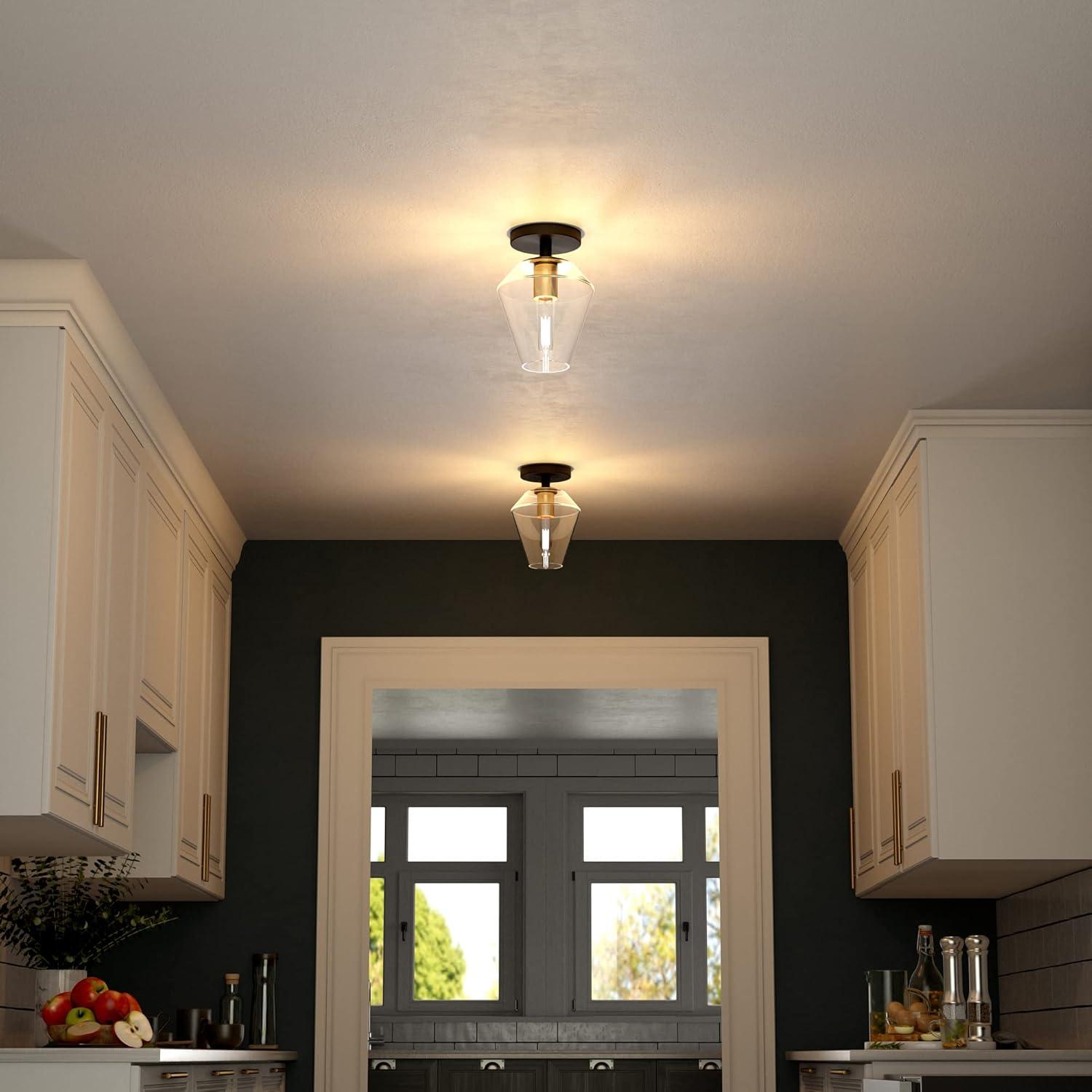 Evelyn&Zoe 7" Black Semi Flush Mount
