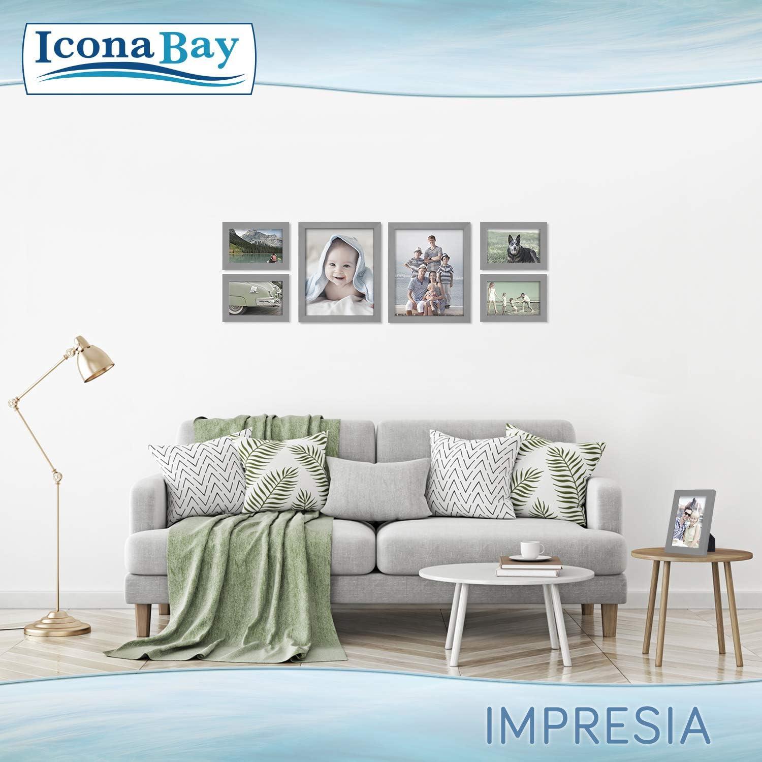 Icona Bay 8x10 Gray Picture Frame, Modern Style, 4 Pack, Impresia Collection (US Company)