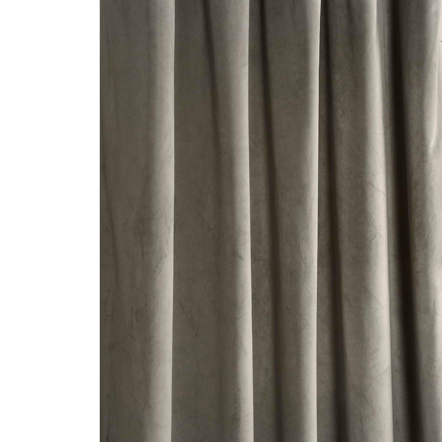 HPD Half Price Drapes Gallery Taupe Heritage Plush Velvet Room Darkening Curtains for Bedroom & Living Room Curtains (1 Panel), Window Curtains 84 inches long, Rod Pocket Curtains & Drapes,50W X 84L