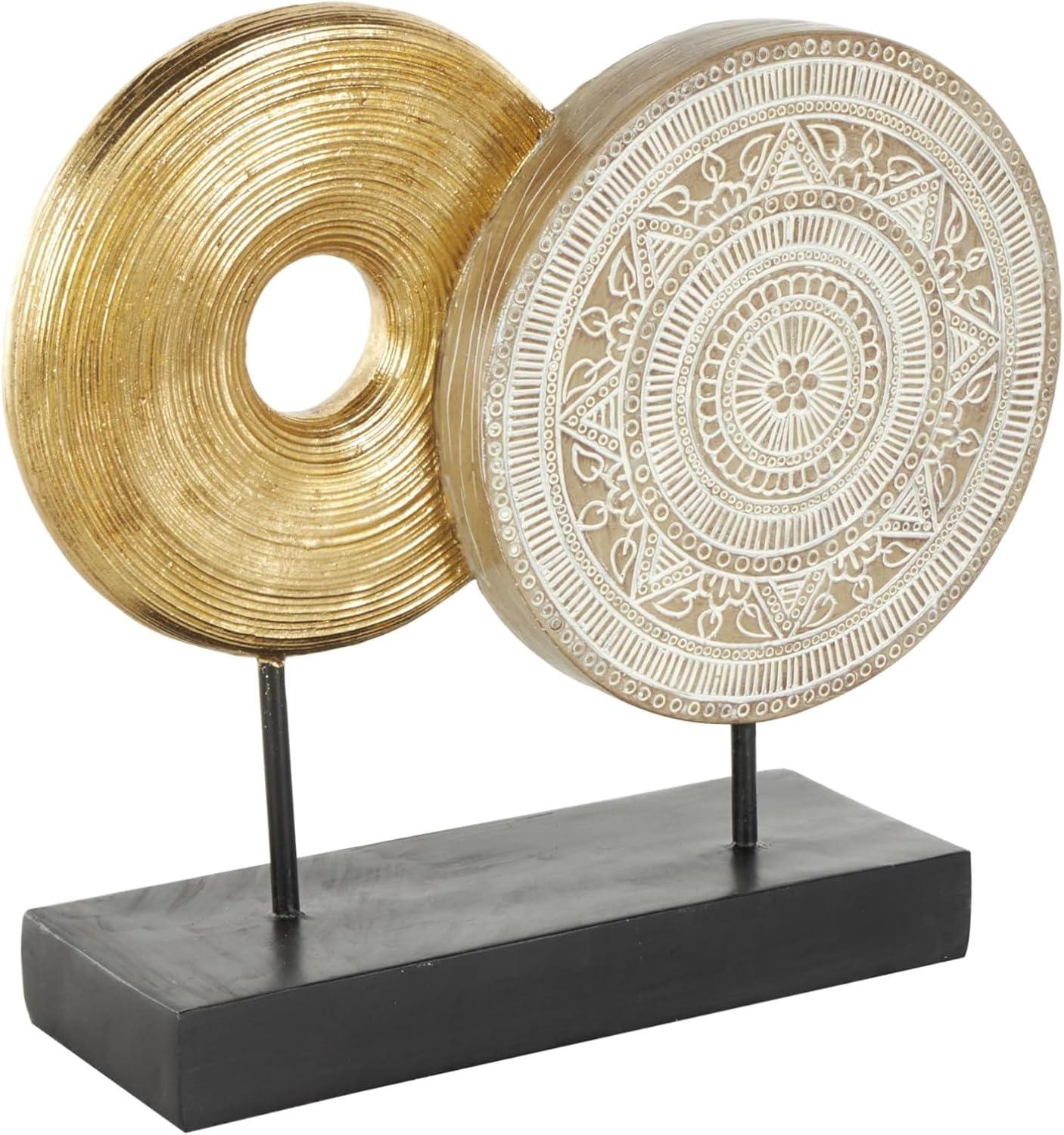 5" x 14" Gold Metal Geometric Sculpture, by DecMode