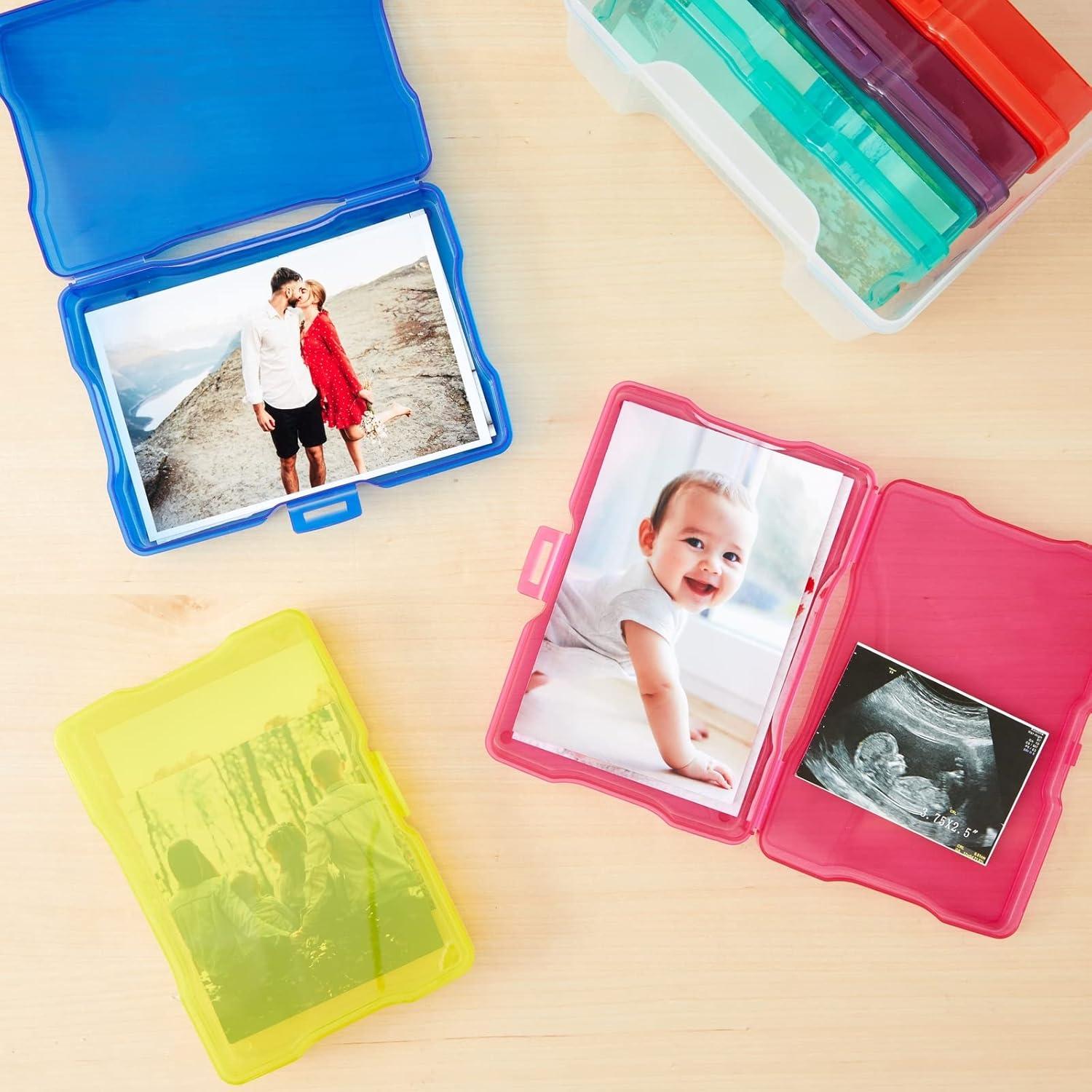 Paper Junkie 4 x 6 Inch Photo Storage Box with 6 Inner Cases, Plastic Box for Stickers, Crafts, Seeds, Craft Organizers and Storage (7 Pieces)