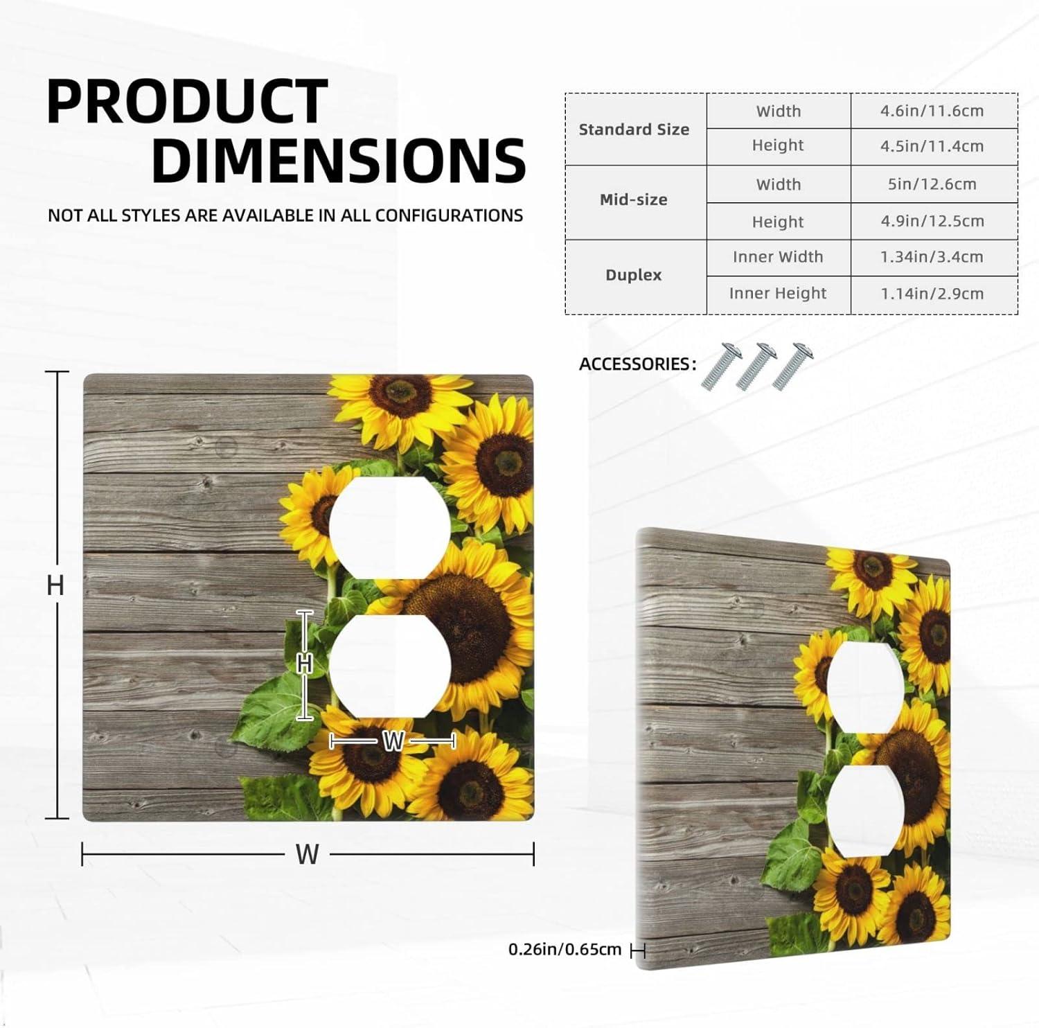 ZICANCN Outlet Covers Wall Plate, Sunflowers Nature Beige Background Light Switch Cover Decorative, Duplex Toggle Combo 1-Gang