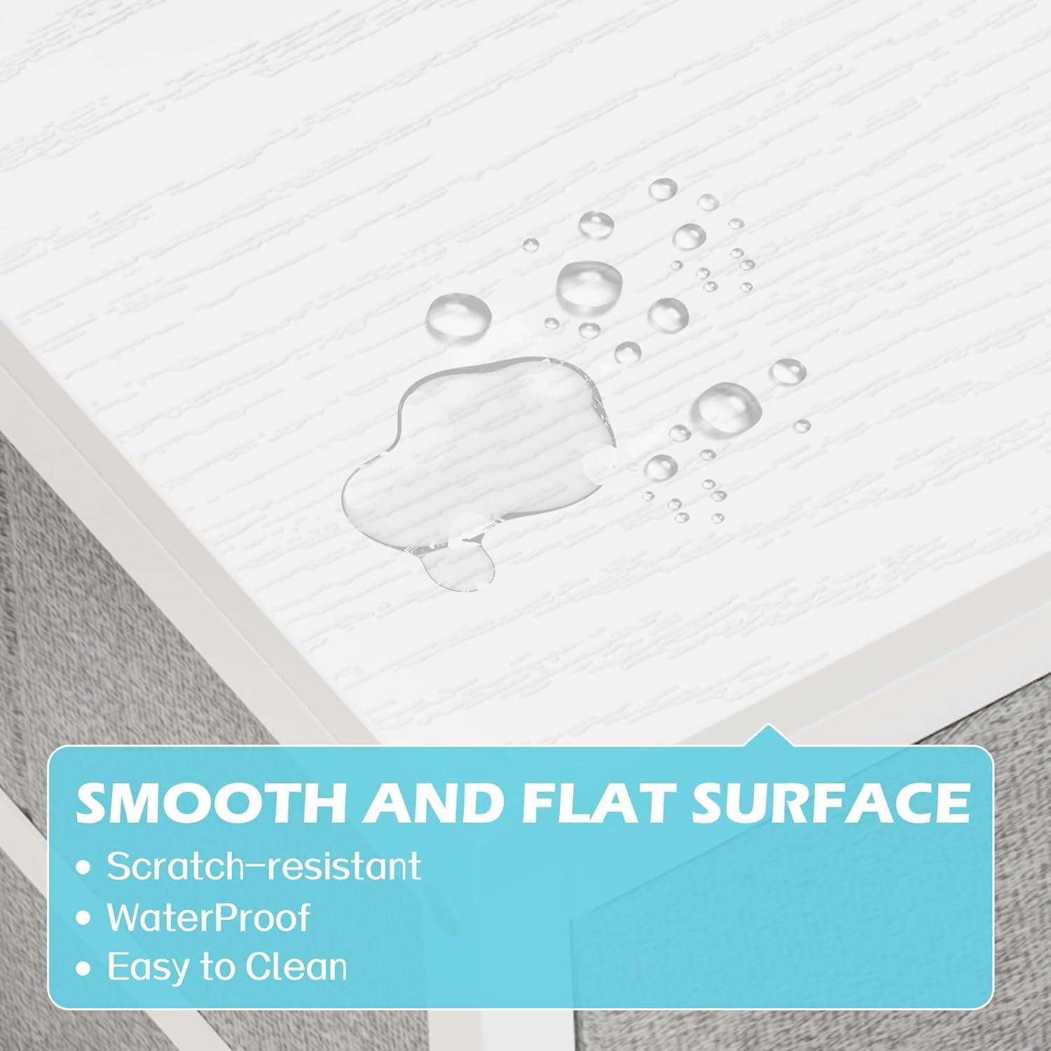 SUPERJARE L Shaped Desk with Power Outlets, Computer Desk with Drawers & Shelves, Corner Desk Gaming Desk Home Office Desk, White