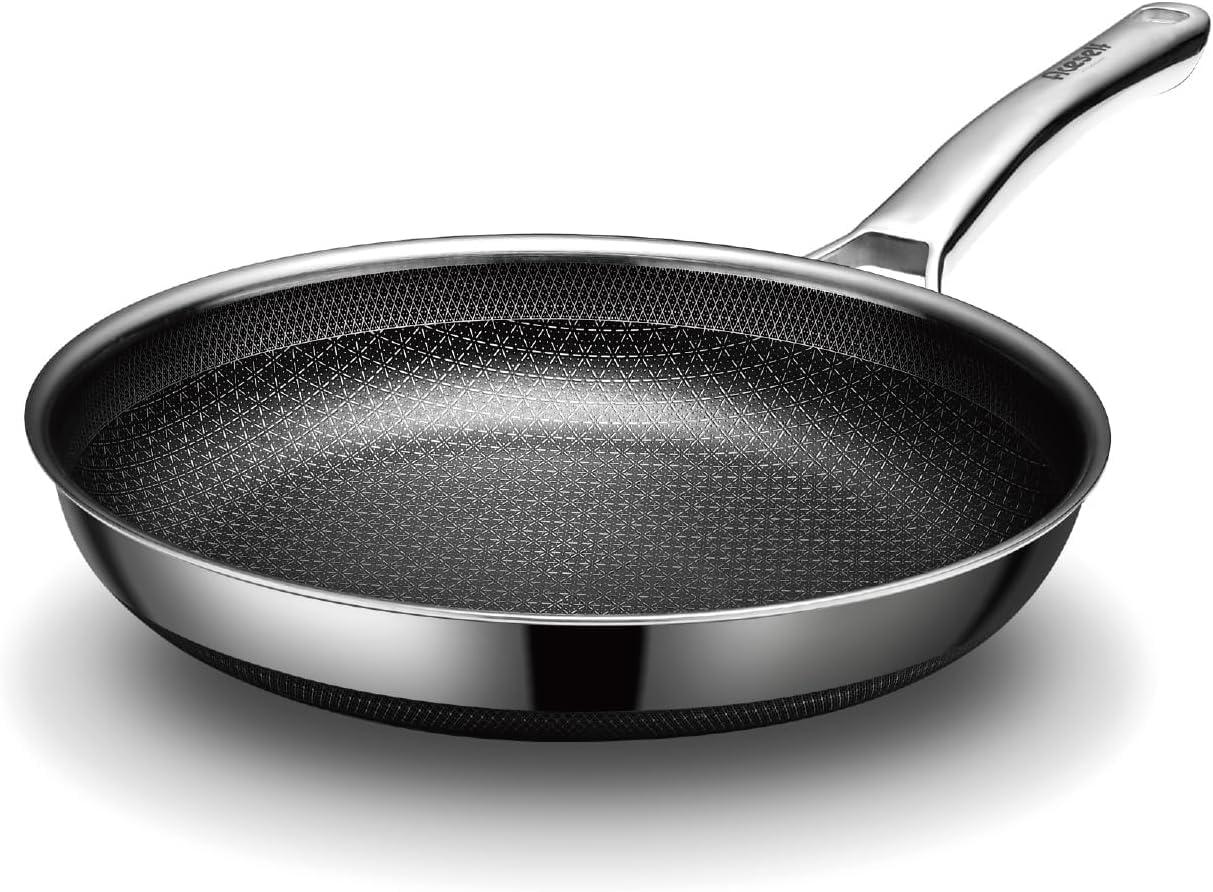 10-Inch Nonstick Stainless Steel Frying Pan with Laser Etched Surface