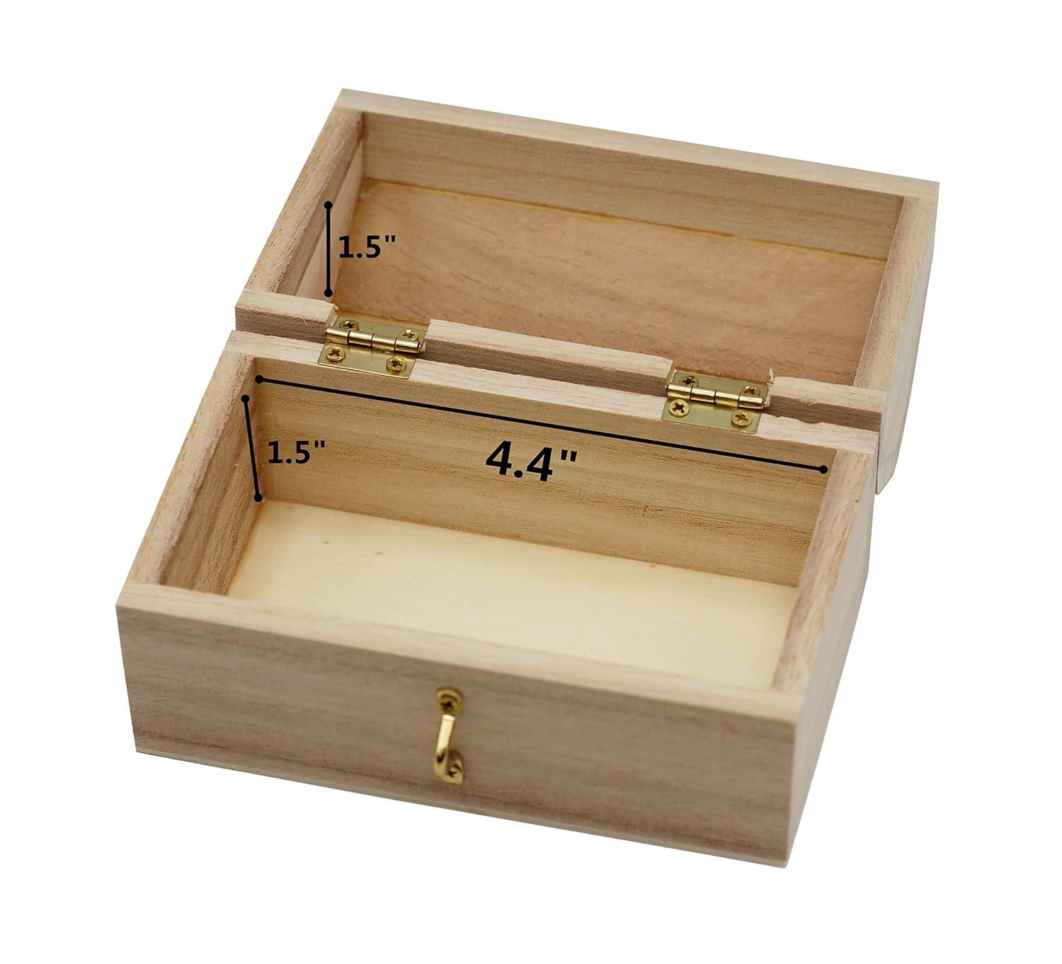 Pack of 6 Ready to Decorate Wood Treasure Chest Box Savings Bank with Coin Slot, Hinged Lid and Lockable Front Clasp, DIY Craft