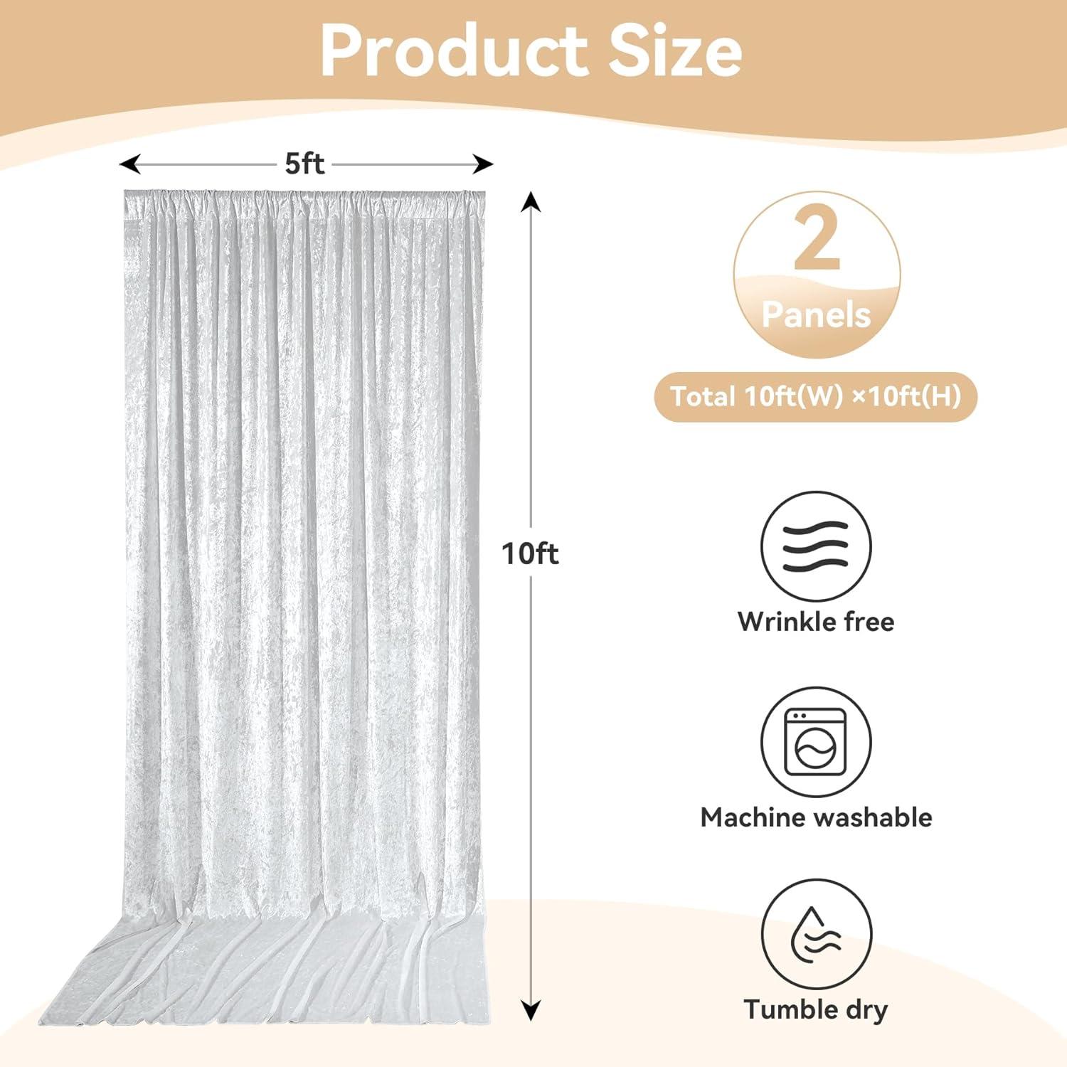 10x10ft White Backdrop Curtain for Parties Wrinkle Free Wedding Baby Curtain Backdrops for Birthday Party