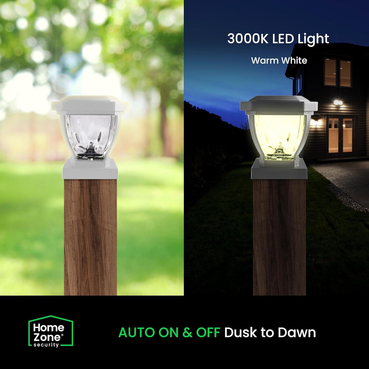 Home Zone Security® 12-Lumen-Each 4 x 4 Solar LED Post Cap Lights (White)