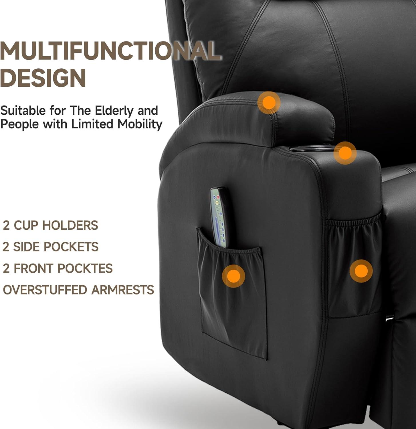 Latitude Run® Recliner Chair, Rocking Chair with Massage and Heat, 360° Swivel Recliner Chairs for Adults, Rocker Manual Recliner with Remote Control and Cup Holder for Living Room