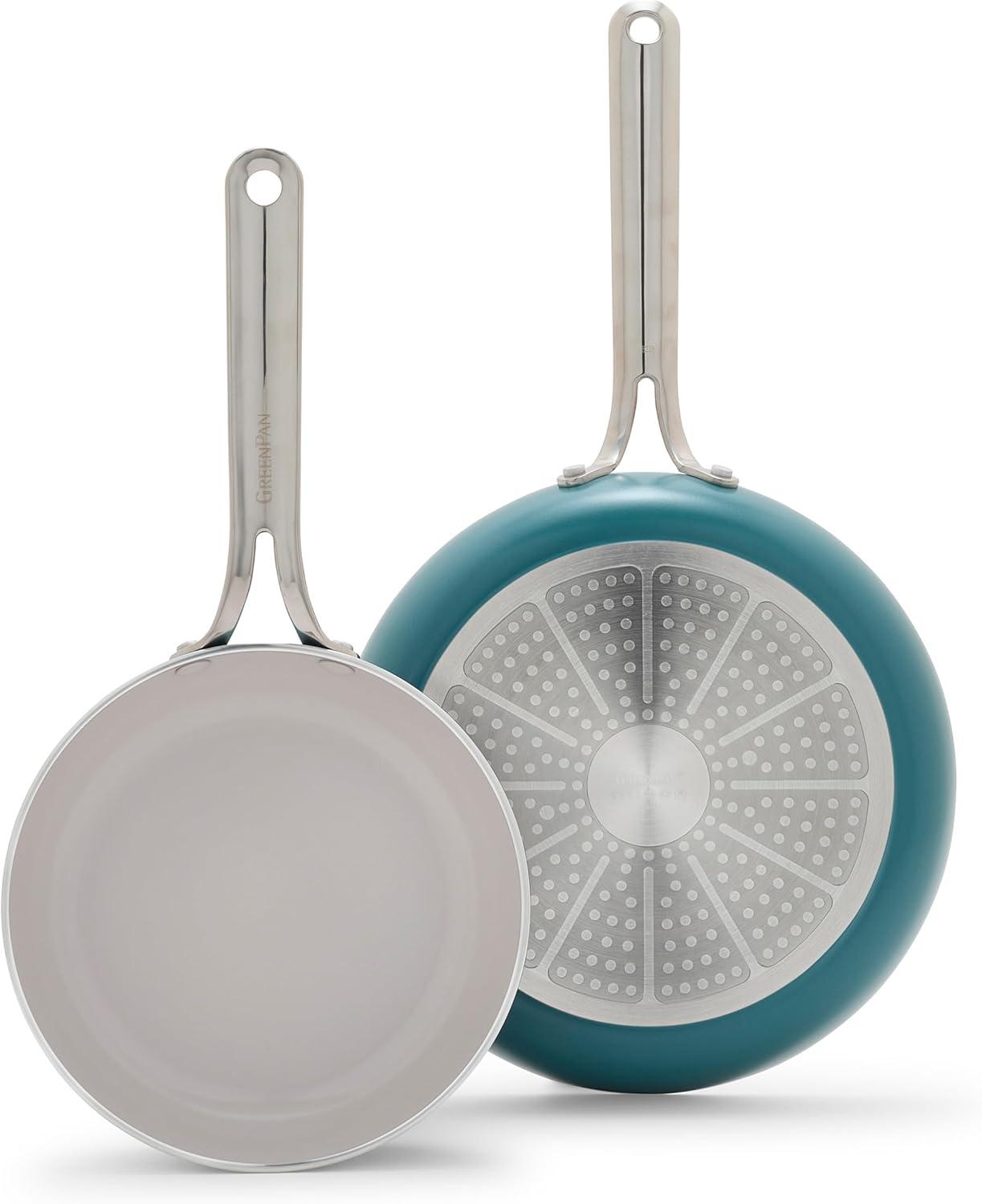 GreenPan GreenPan Nova 8in and 10in 2 Piece Frying Pan Skillet Set, Healthy Ceramic Nonstick, PFAS-Free, Induction Suitable, Dishwasher and Oven Safe