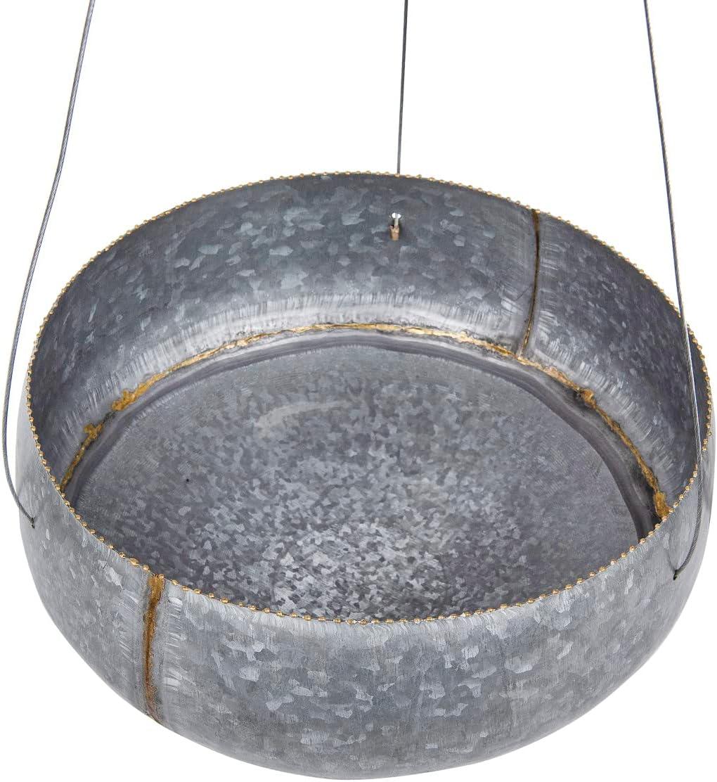 Creative Co-Op Round Galvanized Metal Hanging Planter, Silver and Gold