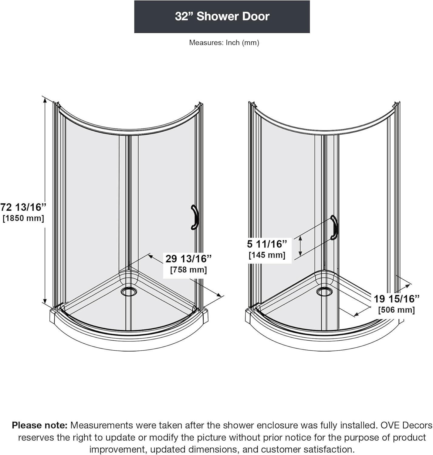 Breeze Premium 32'' W 77'' H Framed Round Reversible Shower Kit