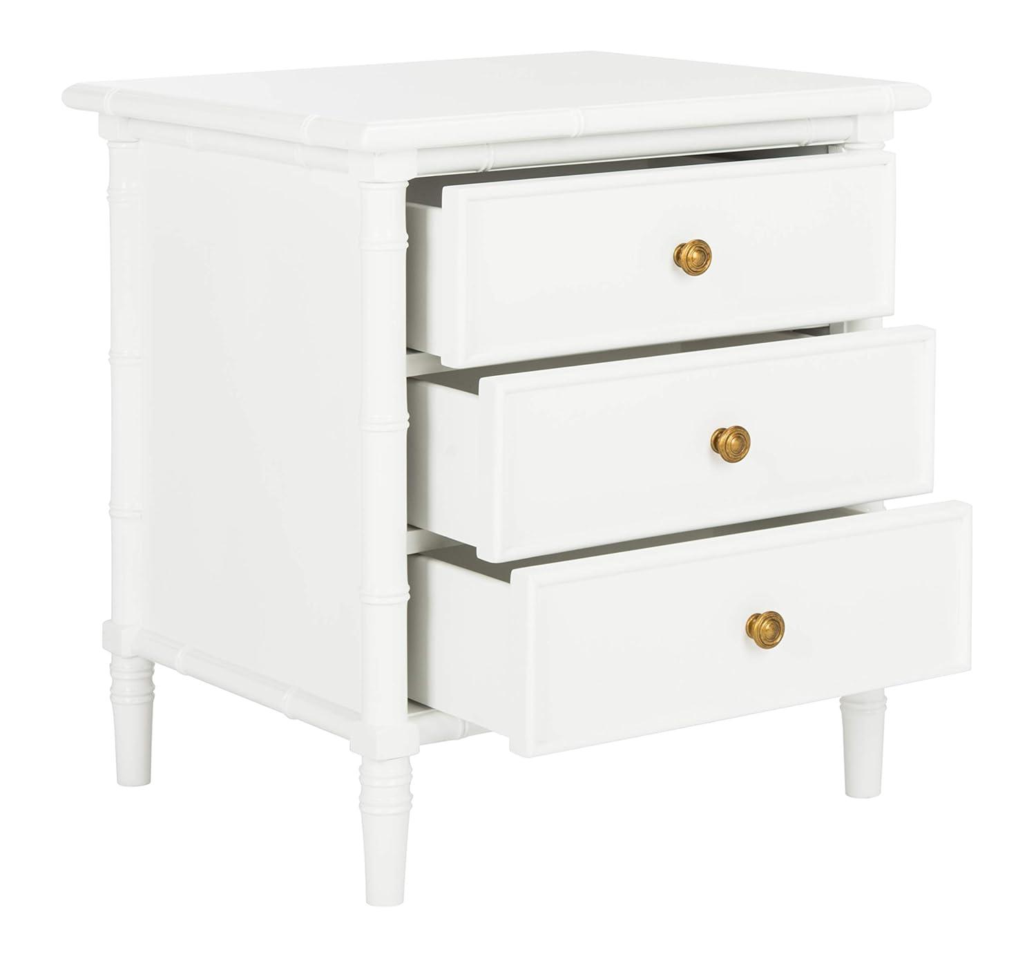 Mina 3 Drawer Nightstand - NST3500 - White/Gold - Safavieh