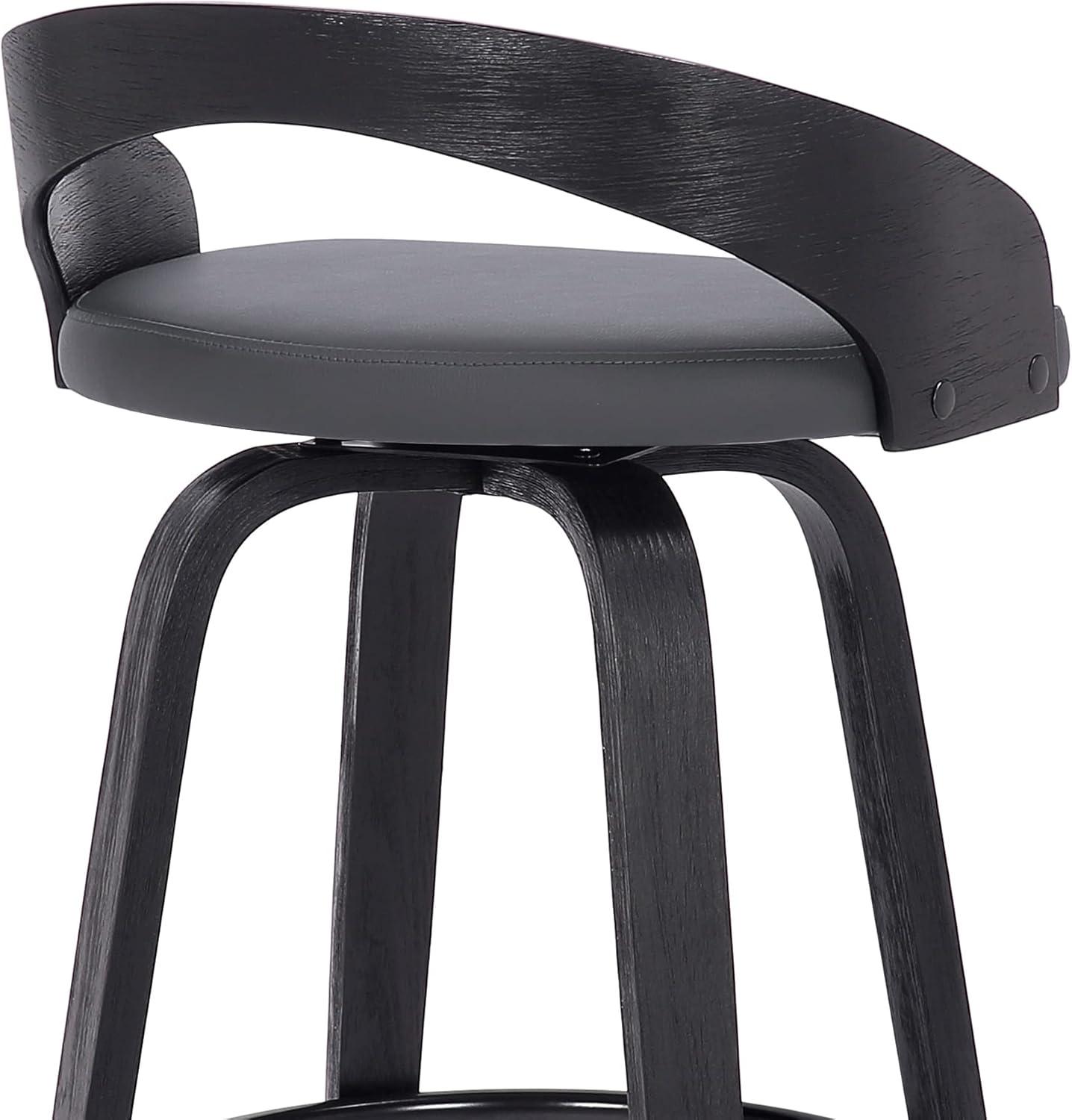 Shelly Black Wood and Metal Swivel Counter Stool