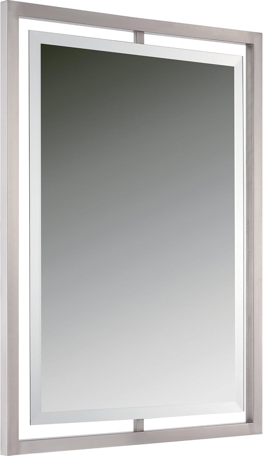 Quoizel Lighting Reflections - 32" Rectangular Light Mirror, Brushed Nickel/Semi Gloss Finish