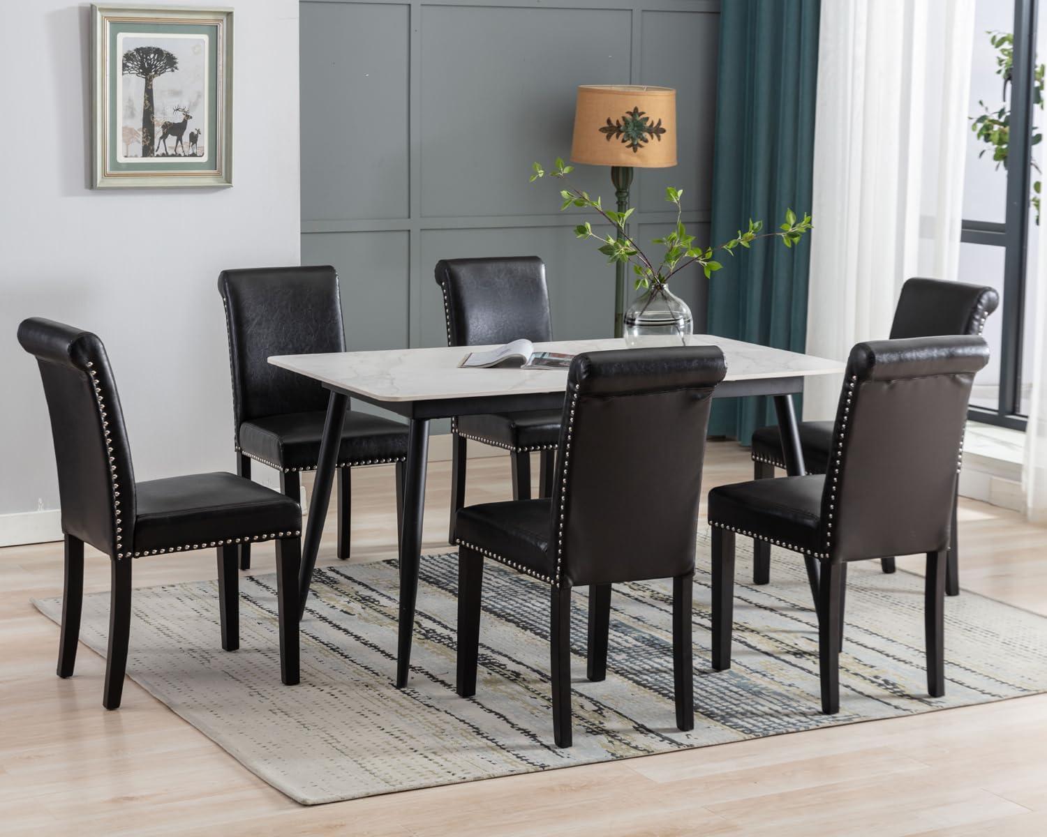 Tangkula Dining Chair Set of 4 w/ Acacia Wood Frame & Rubber Wood Legs Padded Backrest