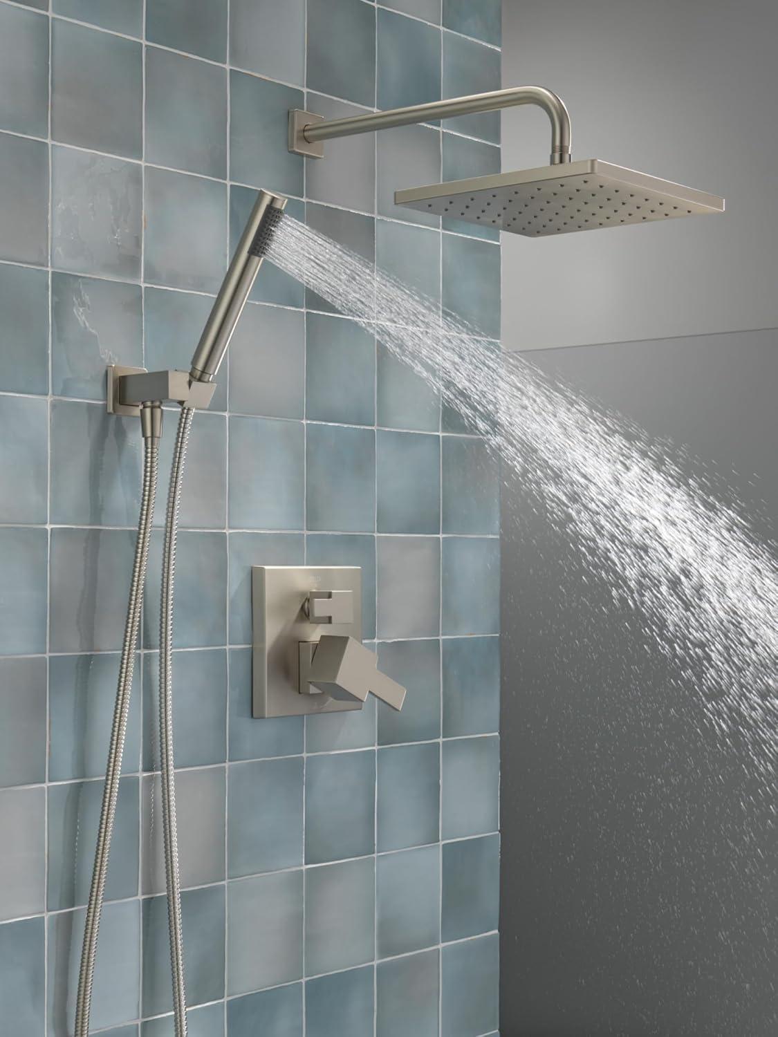 Modern Raincan Square Shower System, Rain Shower Head with Handheld Spray, Shower Faucet Set