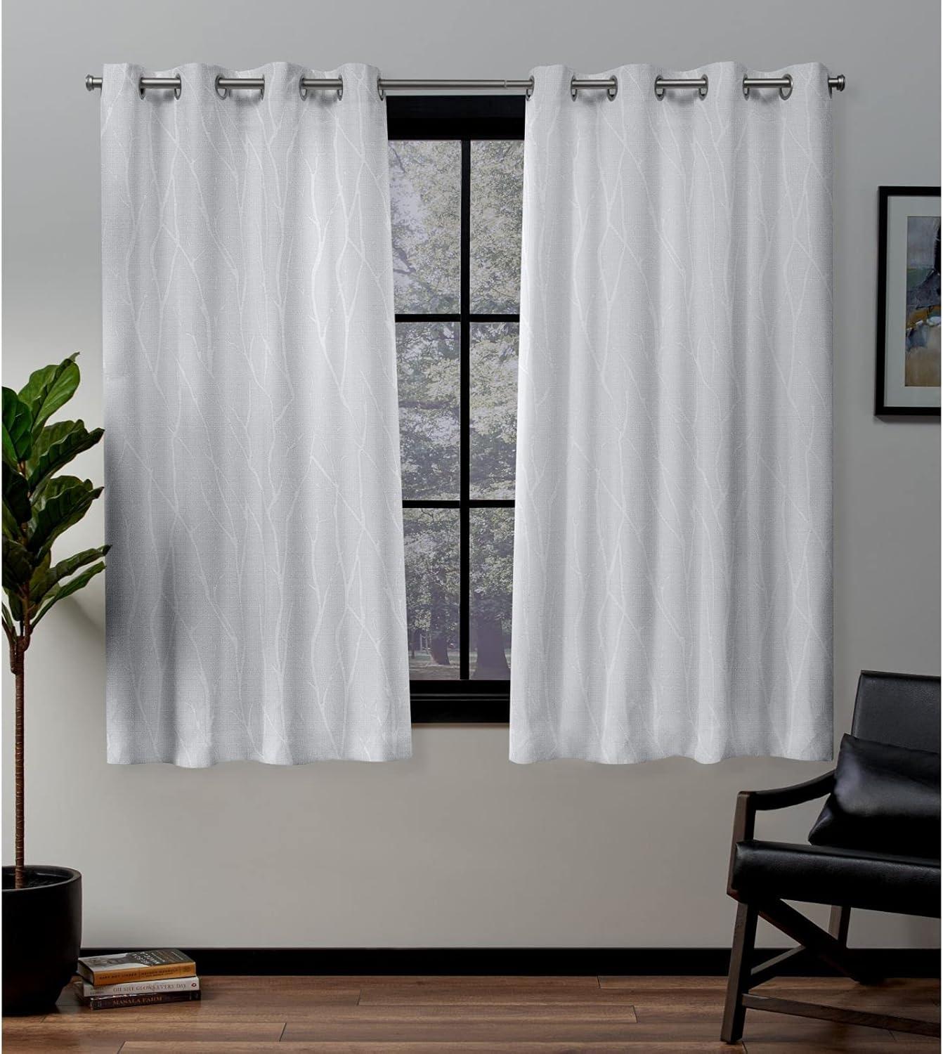 Set of 2 (96"x52") Forest Hill Woven Blackout Grommet Top Window Curtain Panel White - Exclusive Home: Thermal Insulated, Room Darkening