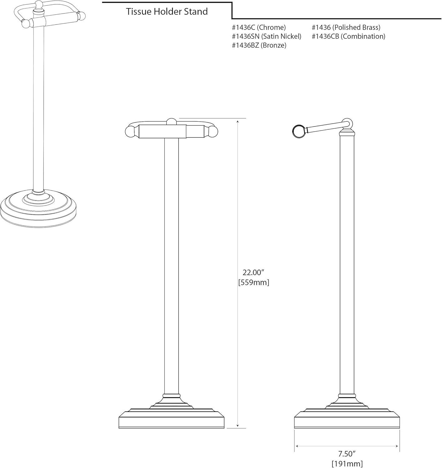 Chrome Freestanding Solid Brass Toilet Paper Holder