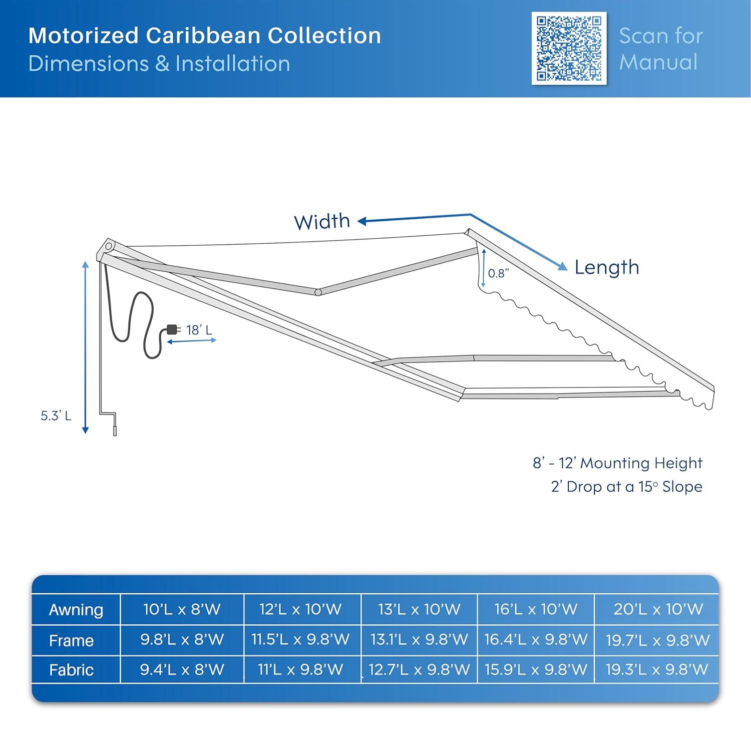 ALEKO Motorized Retractable Patio Awning- Black Frame