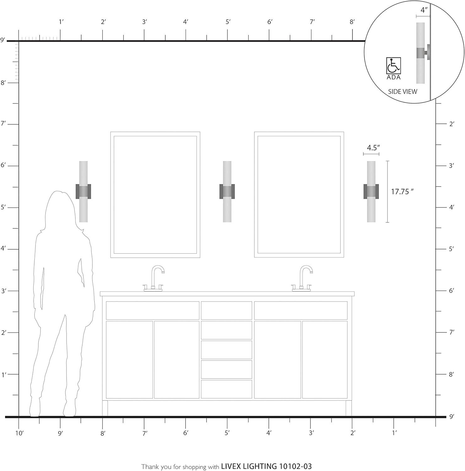 Livex Lighting Aero 2 - Light Vanity in  White/Brushed Nickel