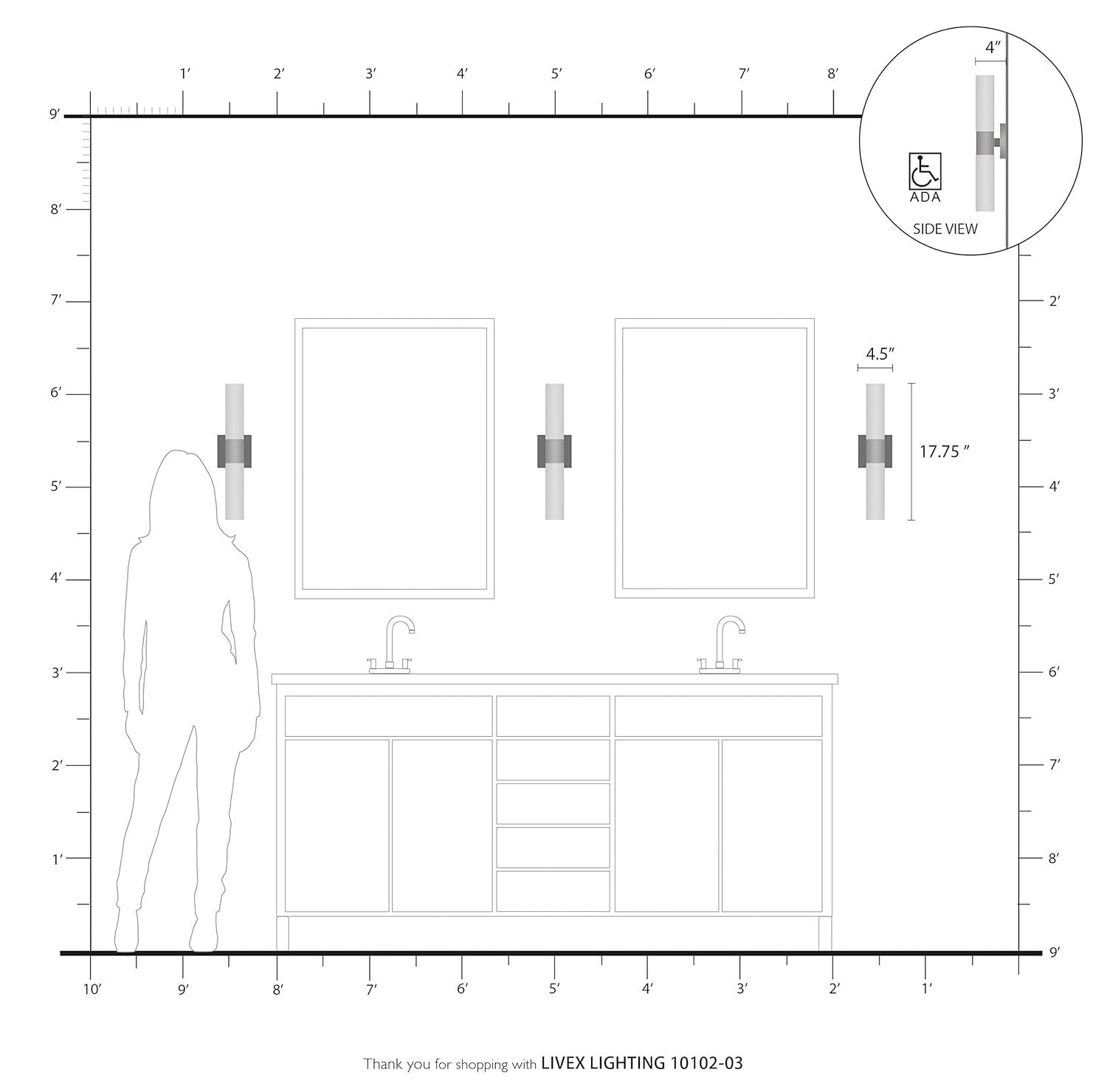 Livex Lighting Aero 2 - Light Vanity in White/Brushed Nickel