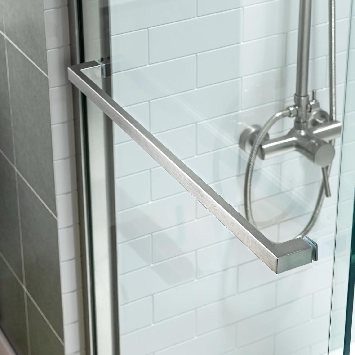 WoodBridge 56-60x76" Double Sliding Shower Door with 3/8" Thickened Upgrade Tempered Glass | Stainless Steel Hardware | Safe, Explosion-Resistant, Clear & Stylish, Sturdy & Durable  SDD6076-B