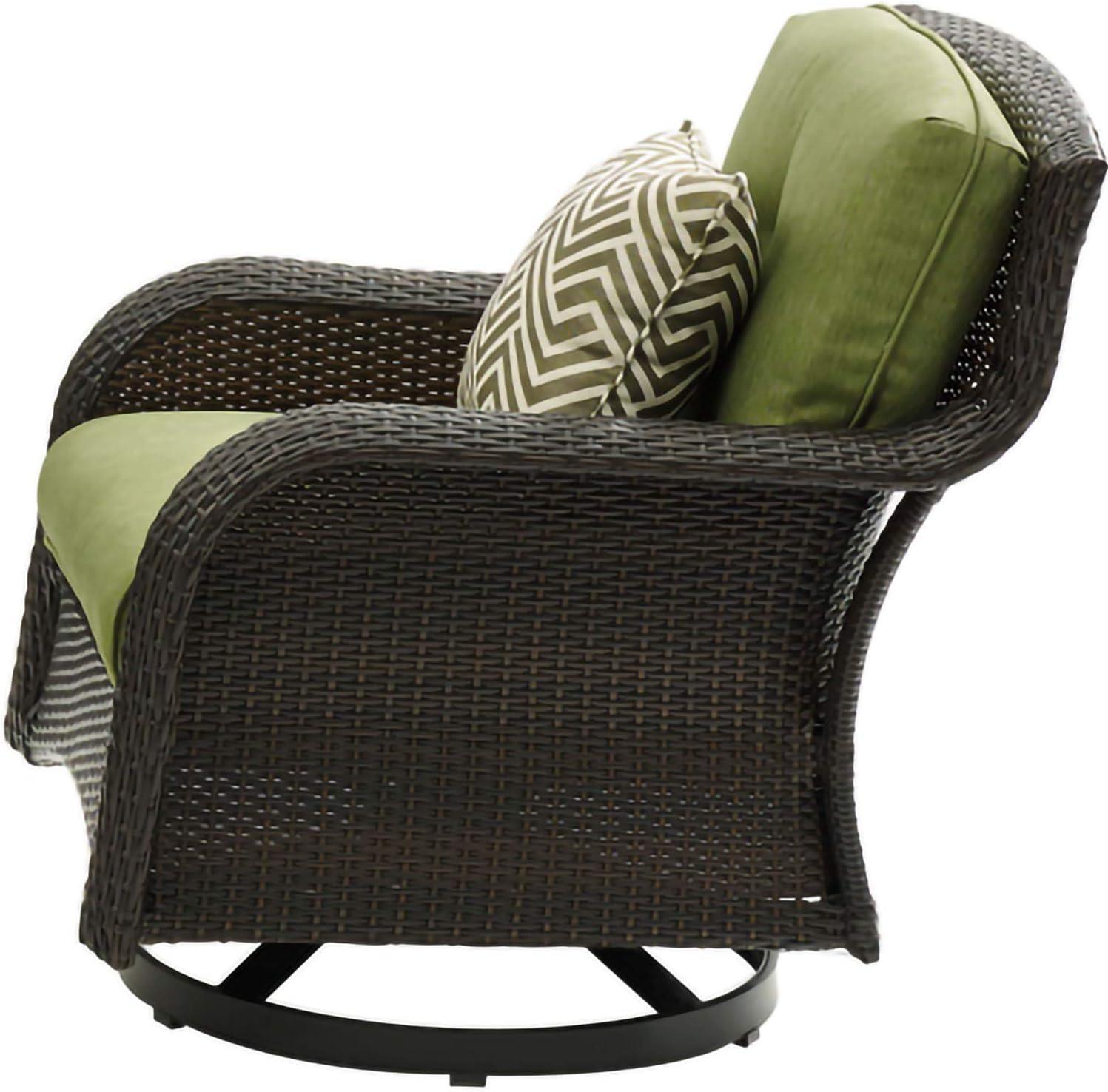 Hanover Strathmere 4-Piece Wicker and Steel Outdoor Conversation Set, Cilantro Green
