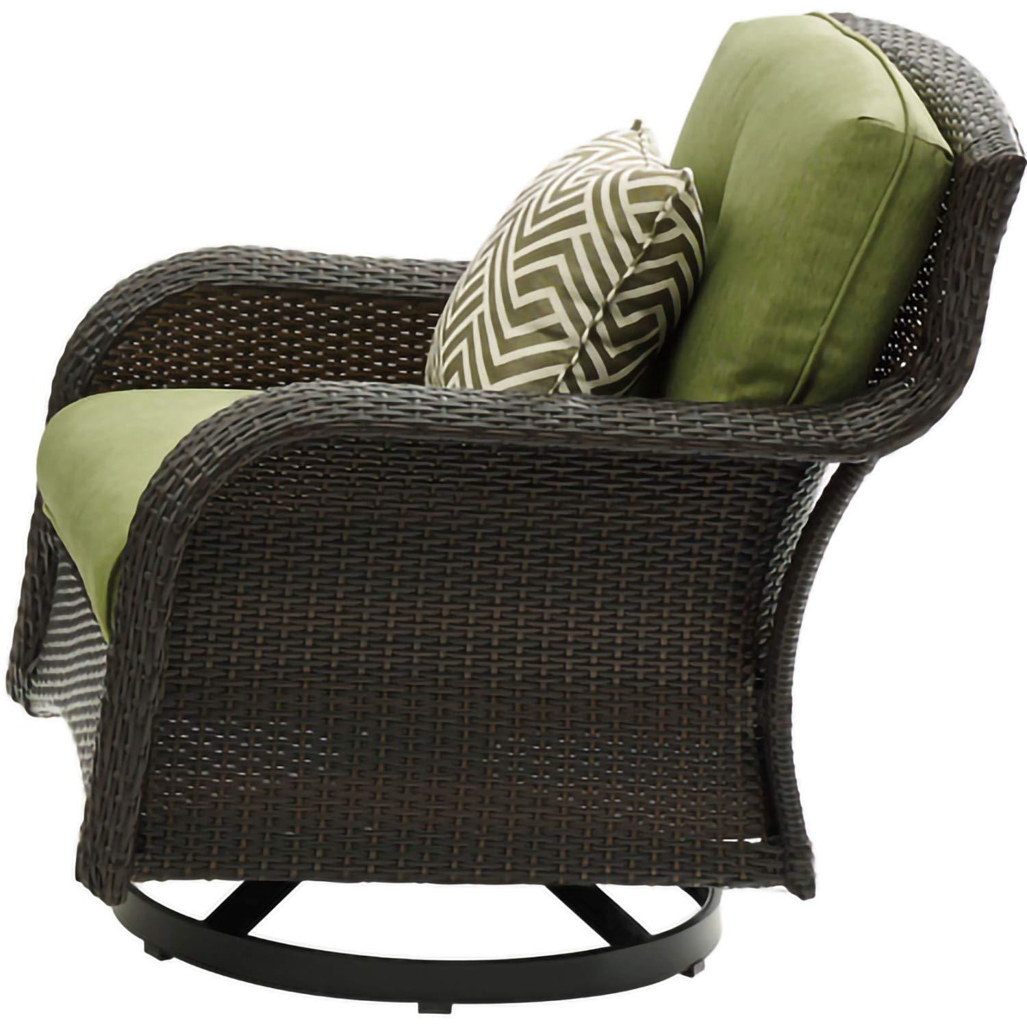 Hanover Strathmere 4-Piece Wicker and Steel Outdoor Conversation Set, Cilantro Green