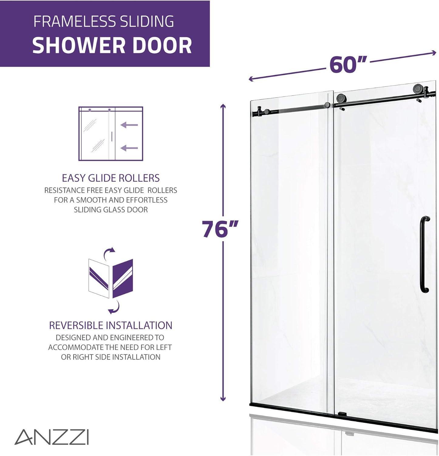 Madam Series 60" W x 76" H Single Sliding Frameless Shower Door