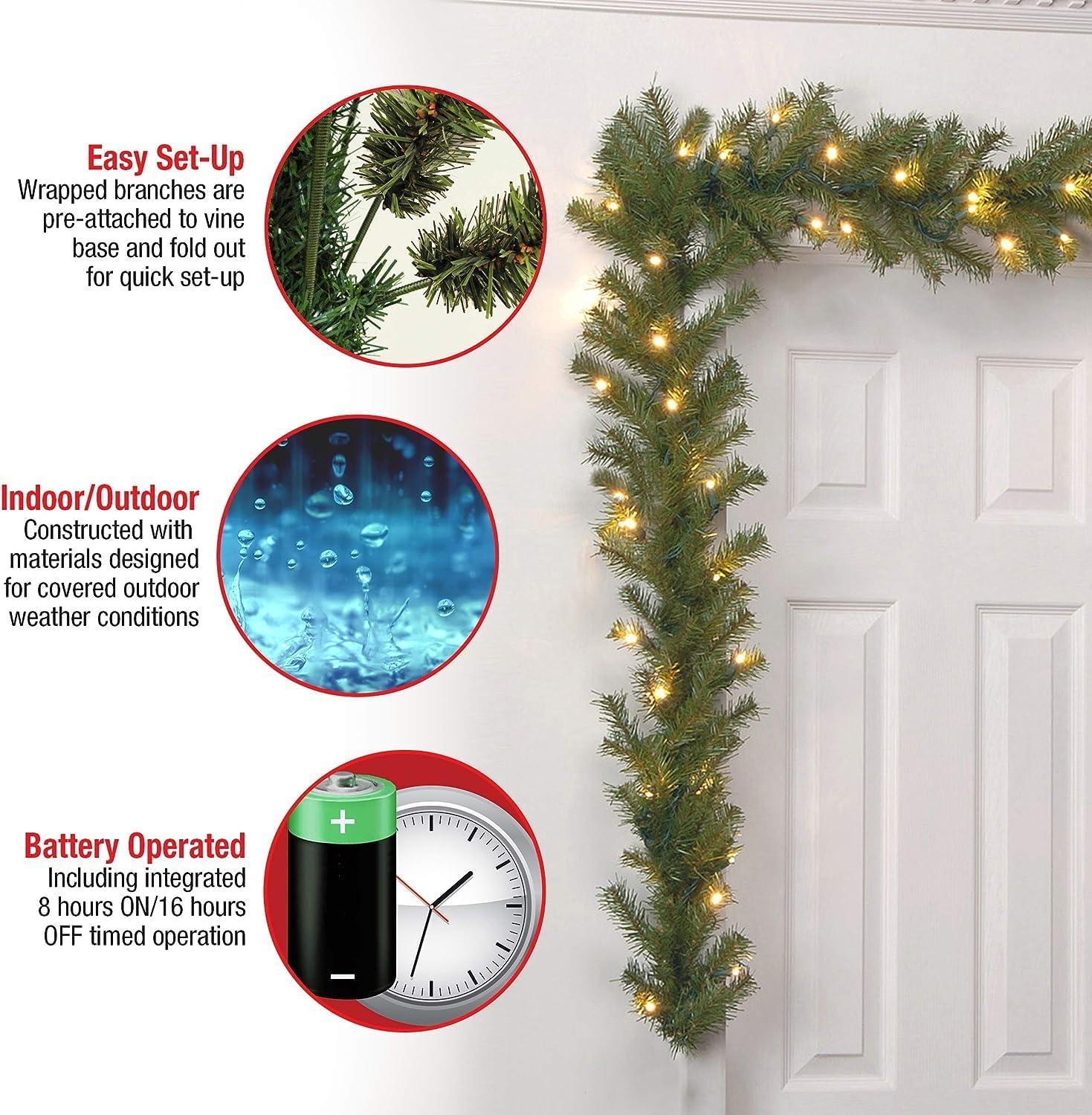 National Tree Company 9ft. Norwood Fir Garland with LED Lights