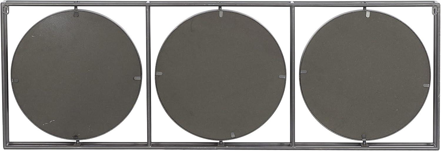 DecMode 52"W, 18"H Round Wall Mirror, Gray