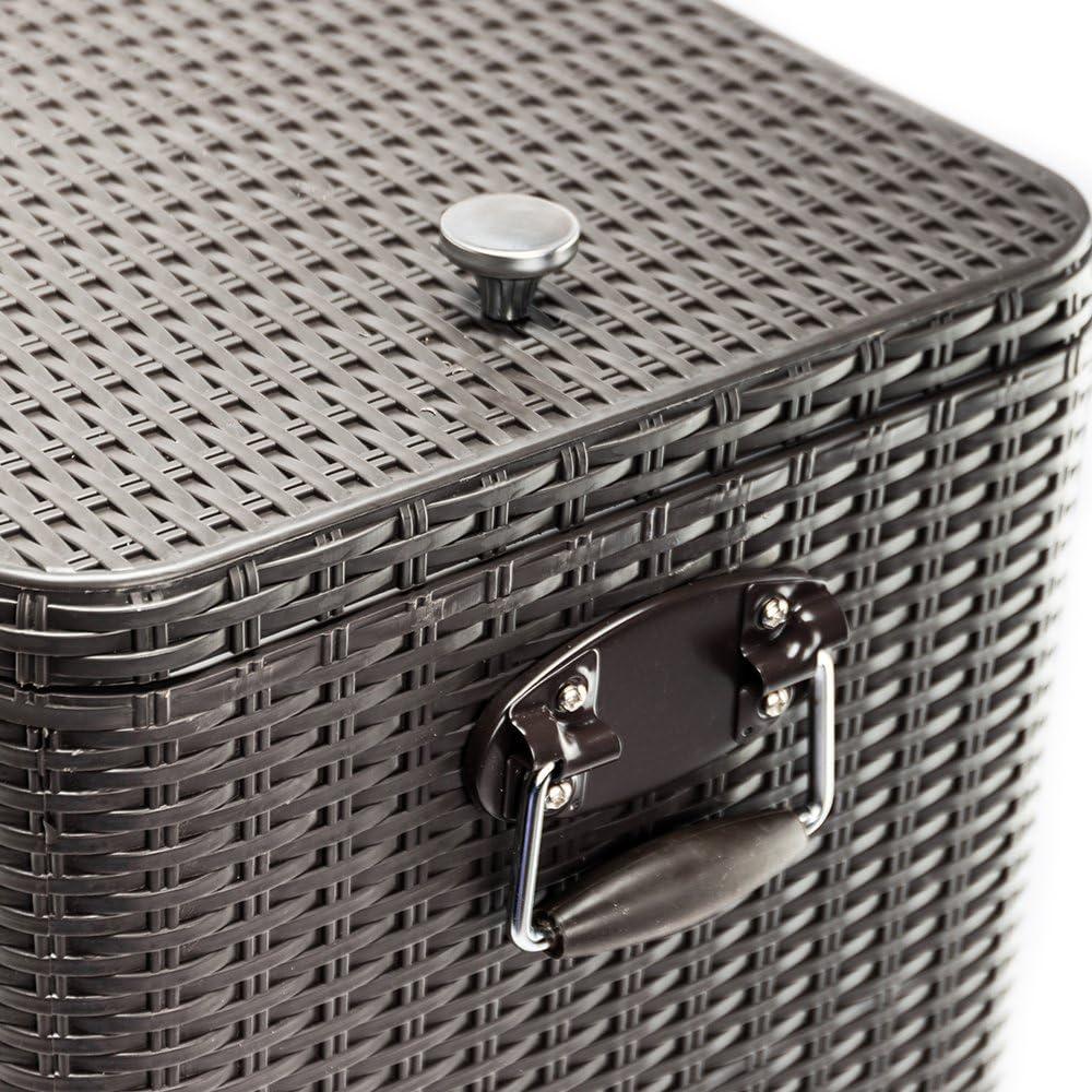 VINGLI 80 Quart Black Rattan Rolling Cooler with Shelf