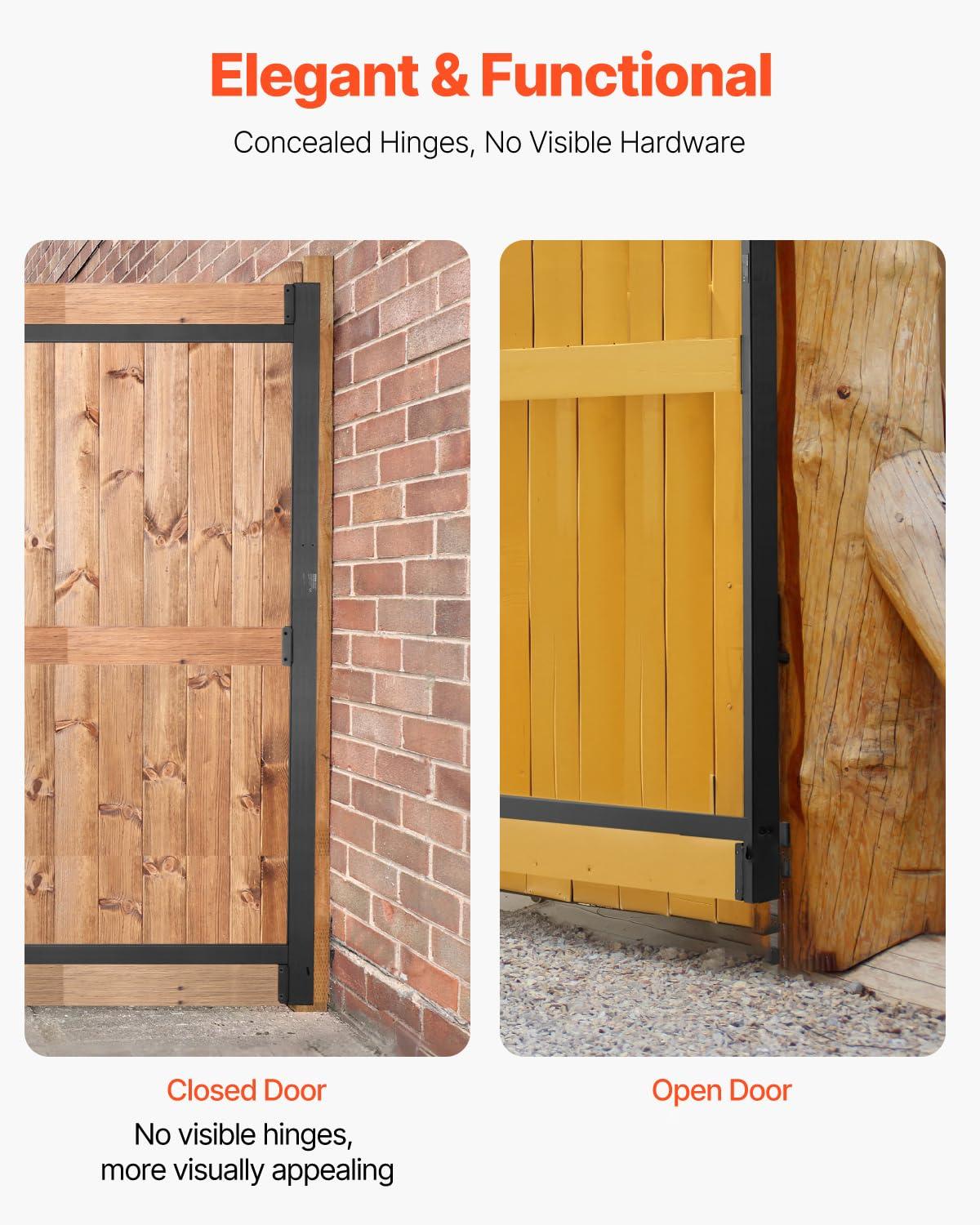 VEVOR Gate Building Kit, Fits 60 to 96 in Wide Openings, Up from 6 to 7 ft High Fence, Adjustable Gate Building Kit, Anti Sag Full Gate Frame Kit with Latch Lock, Screw, for Wooden Fence, Iron, Black