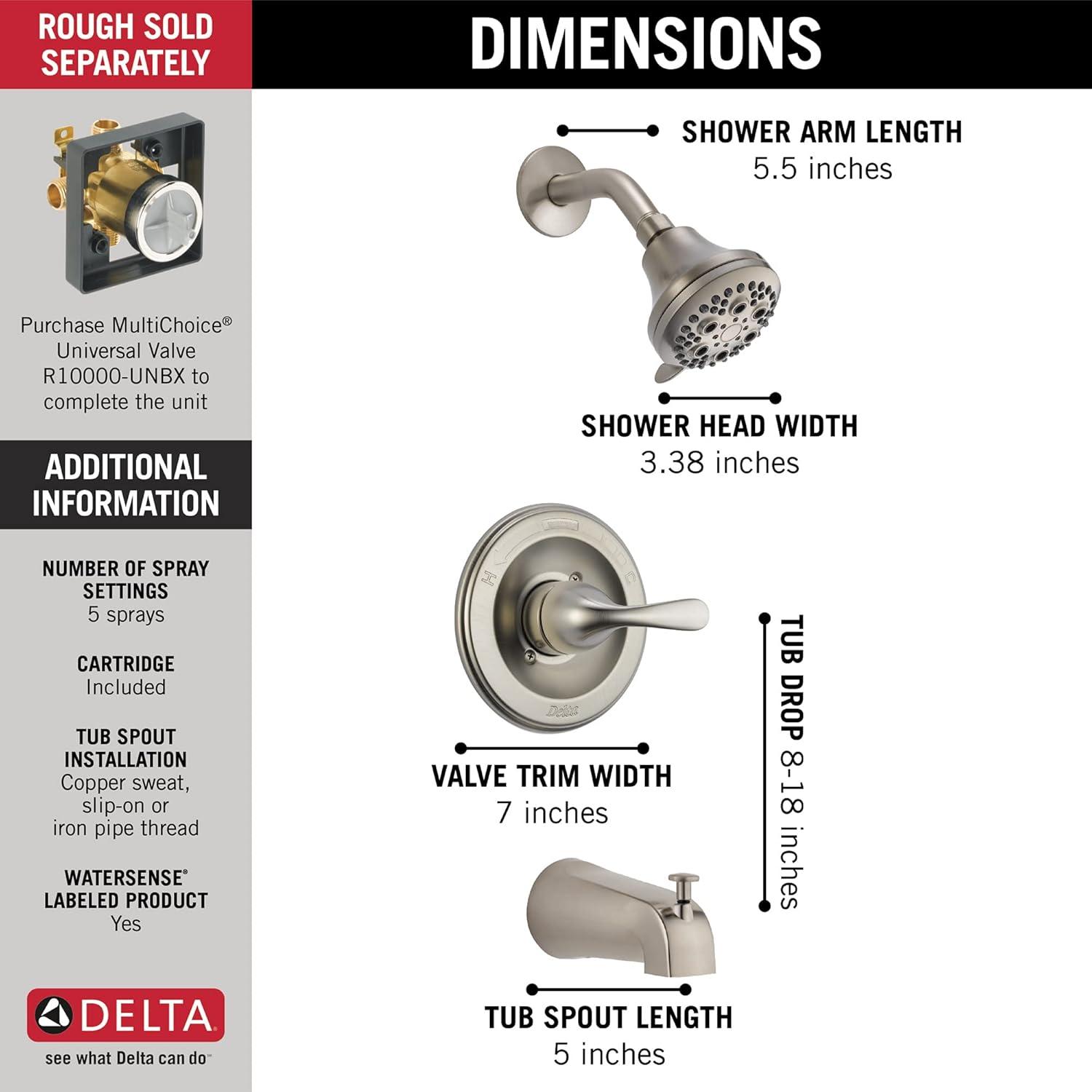 Classic Single-Function Tub Shower Faucet Set, Shower Valve Trim kit