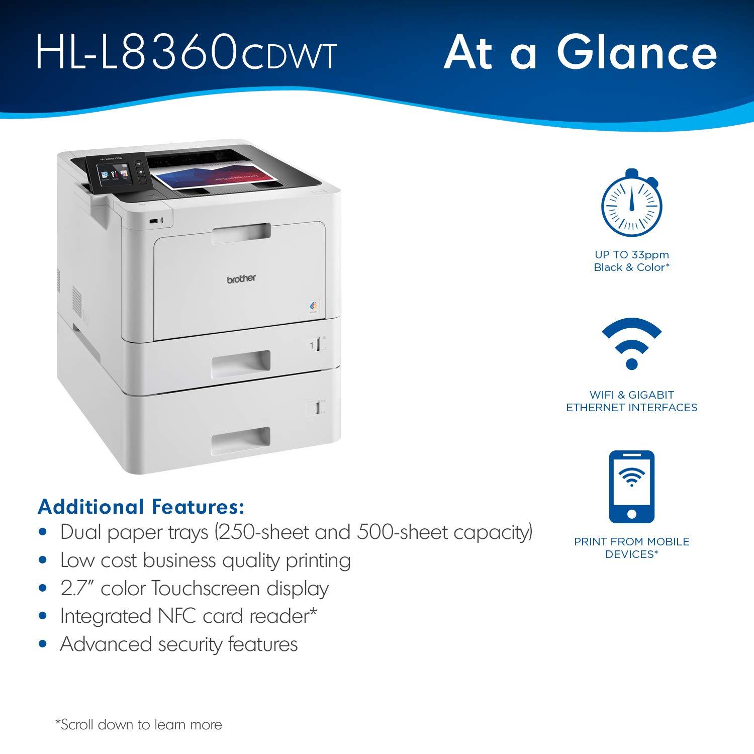 Brother HL-L8360CDWT Business Color Laser Printer, Duplex Printing