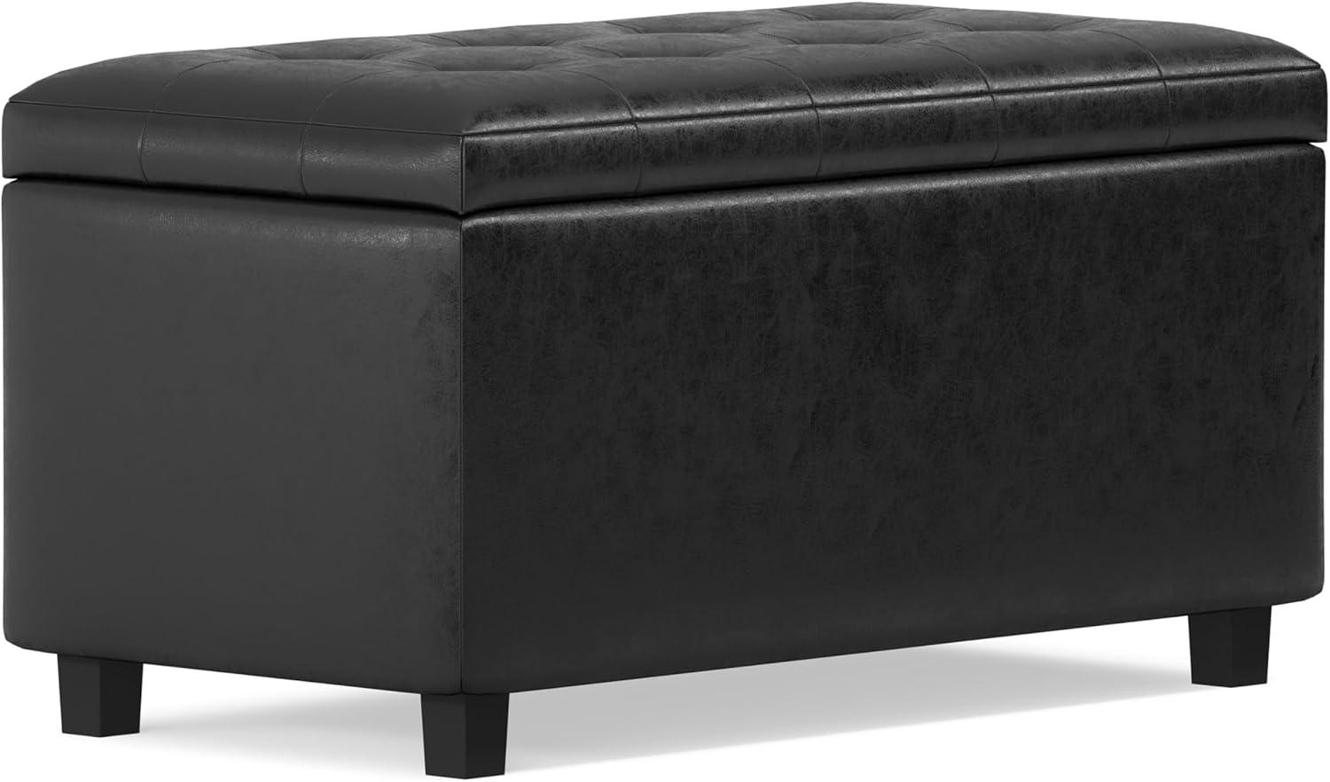 Simpli Home Cosmopolitan Faux Leather Ottoman