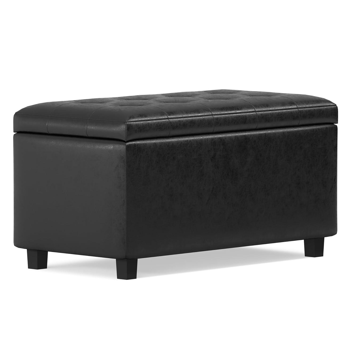 Simpli Home Cosmopolitan Faux Leather Ottoman