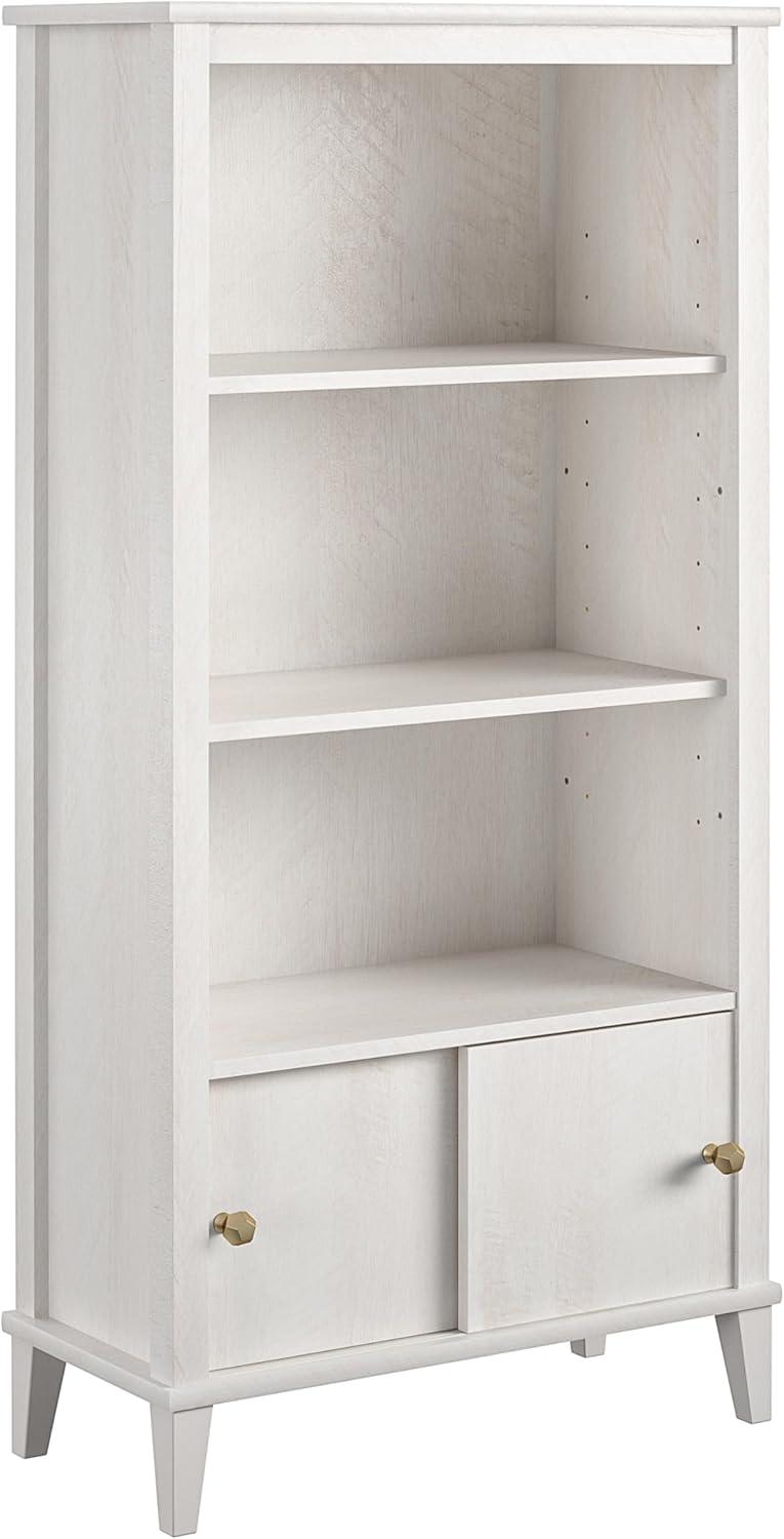 Adjustable Ivory Oak MDF Kids' Bookcase with Cubby Storage