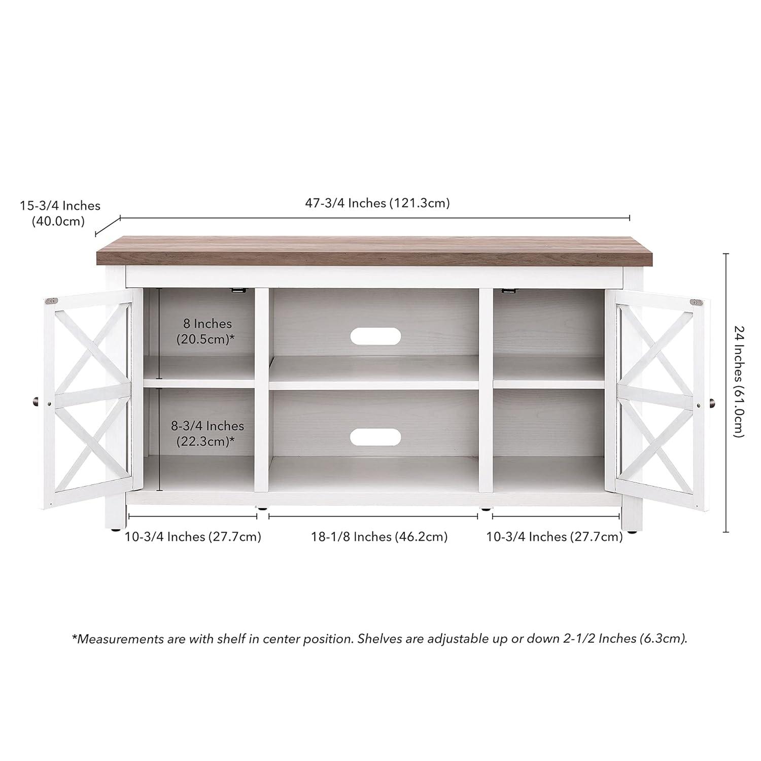 Evelyn&Zoe Colton Rectangular TV Stand for TV's up to 55", White/Gray Oak