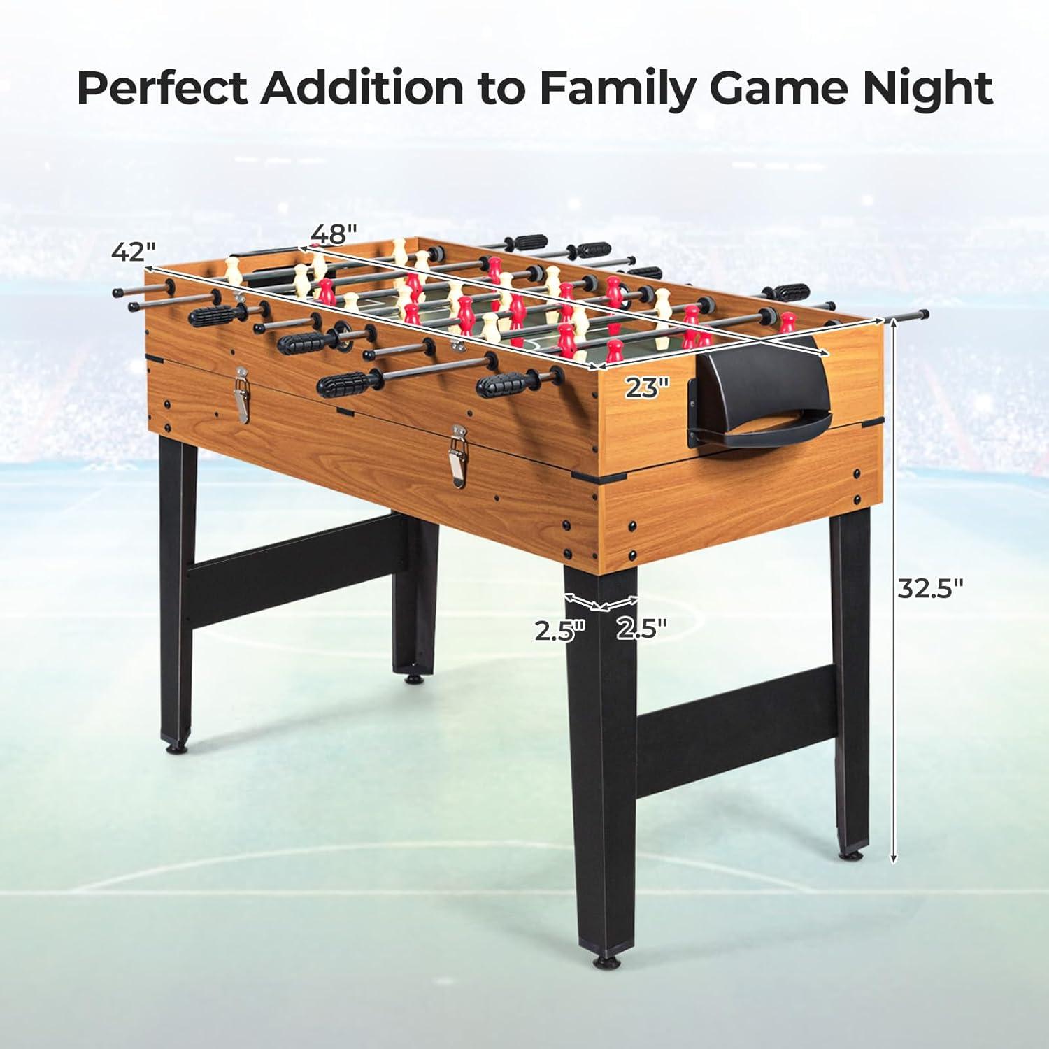 JETEHO Multi Game Table, 3-In-1 48" Combo Game Table W/Soccer, Billiard, Slide Hockey, Wood Foosball Table, Perfect For Game Rooms, Arcades, Bars, Parties, Family Night