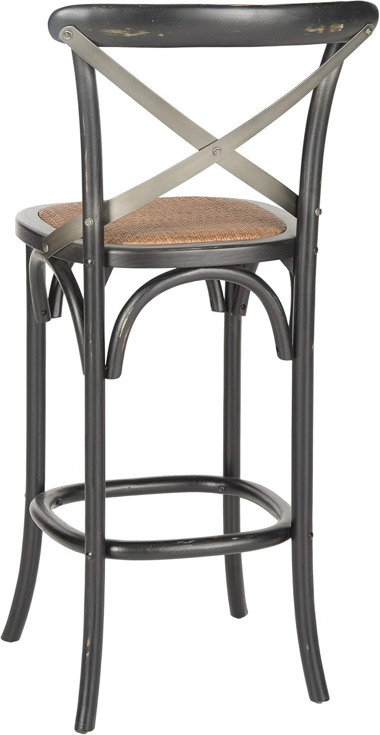 SAFAVIEH Eleanor Square Mid Back Bar Stool, Black