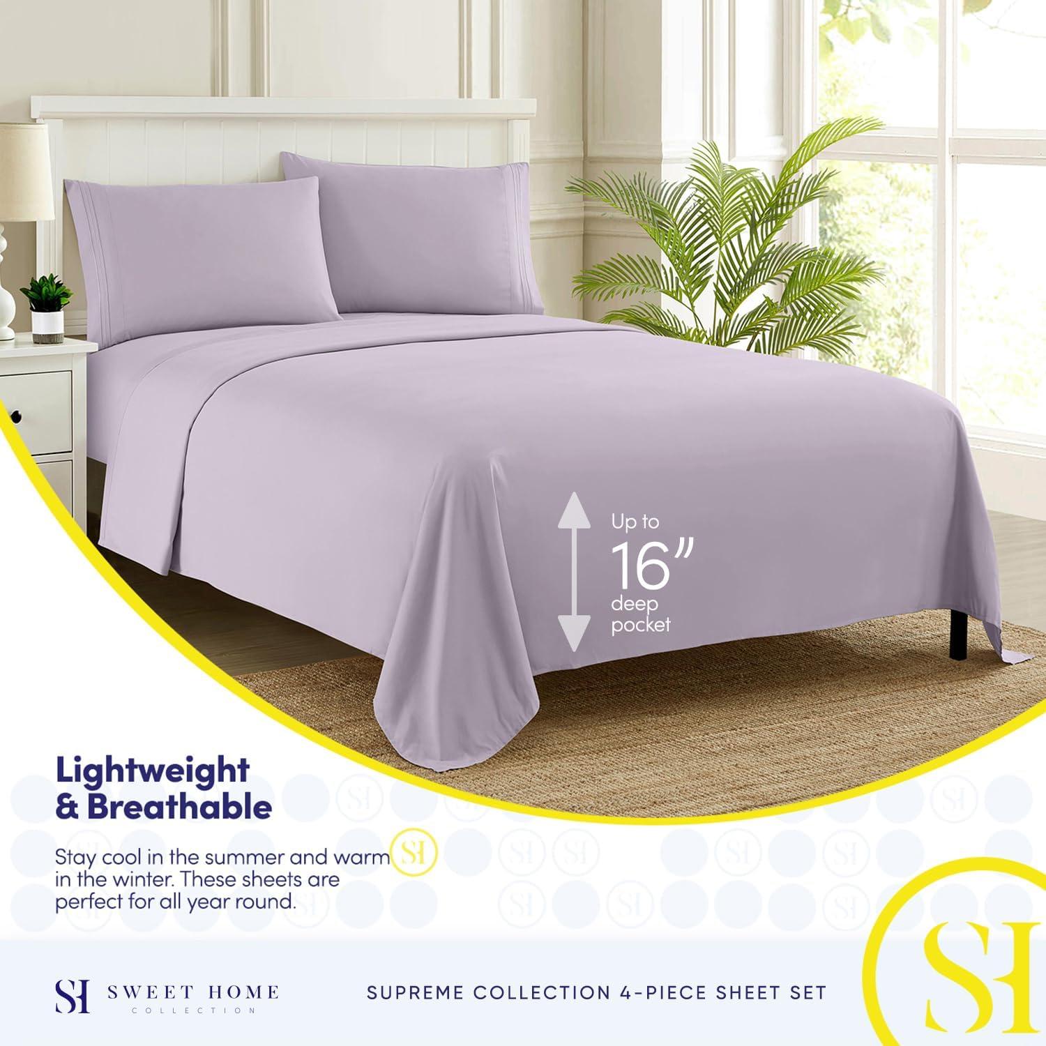 4 Piece Sheet Set, Ultra Soft 1800 Series, Double Brushed Microfiber by Sweet Home Collection®