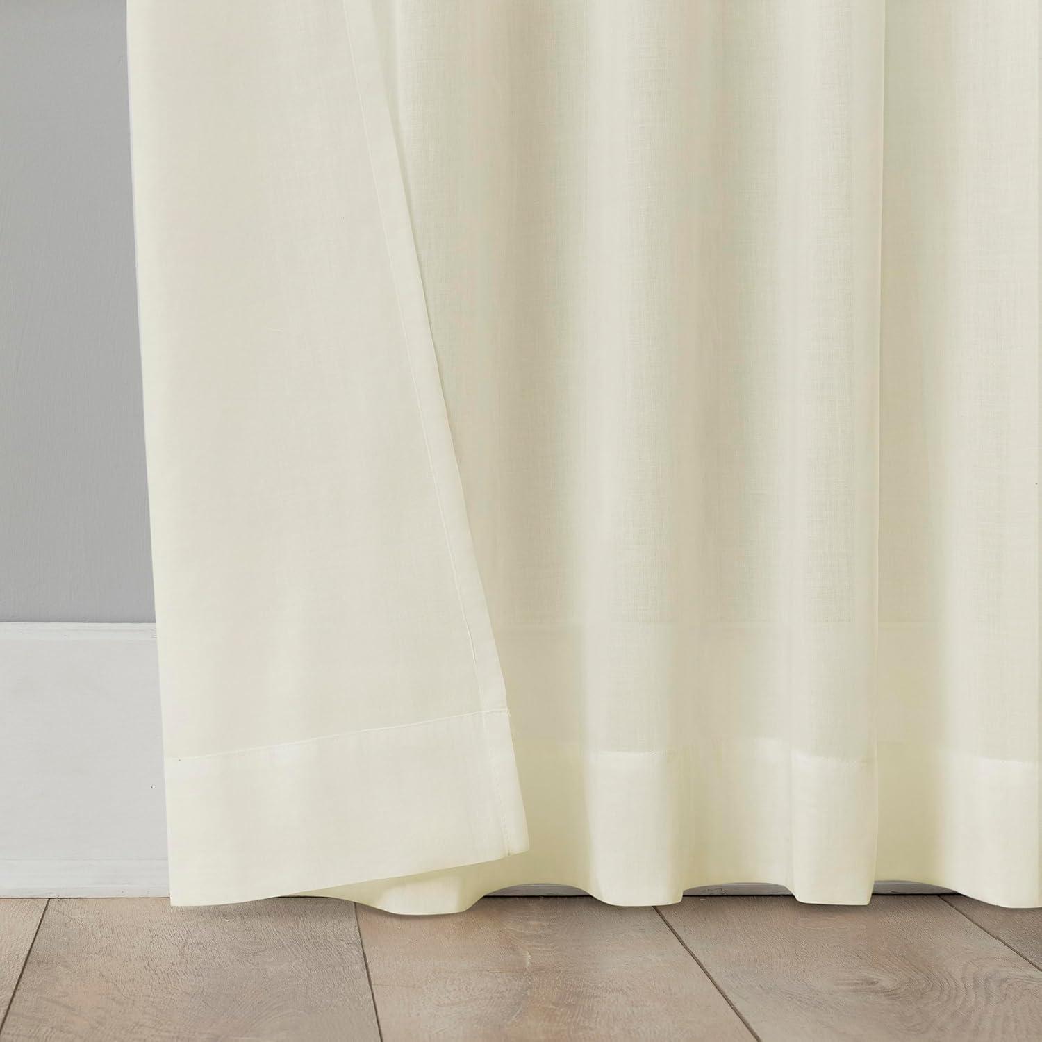 50"x63" Archaeo Sheer 100% Cotton Curtain Panel Cream: Transitional Voile Rod Pocket Indoor Drapery